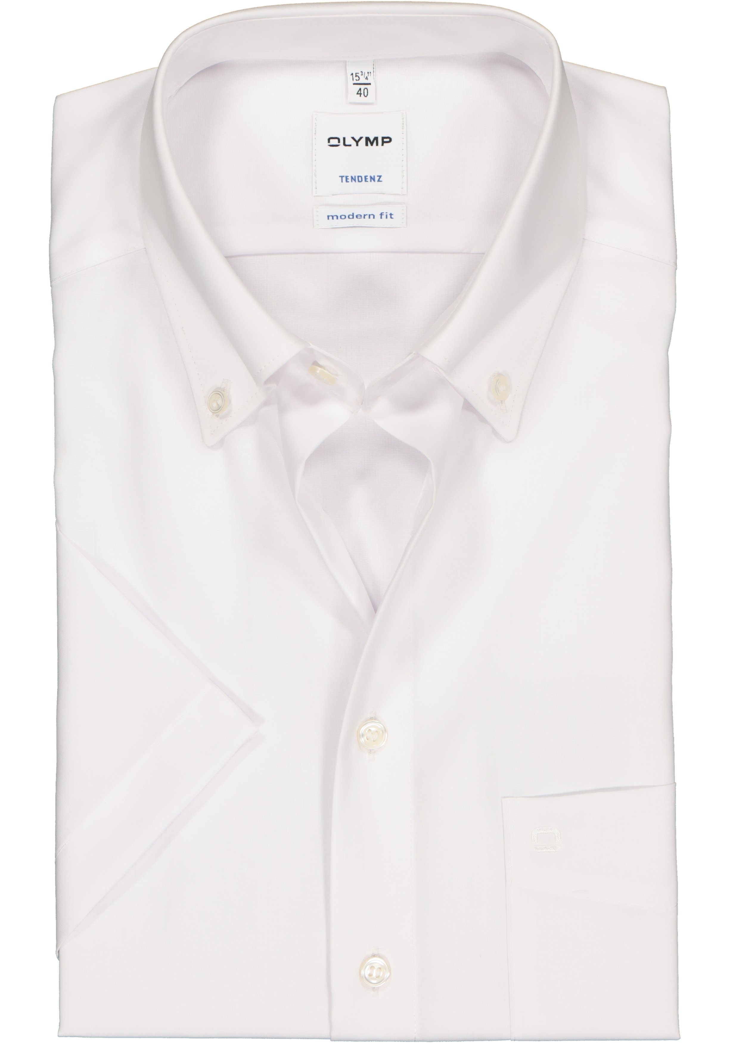 OLYMP Tendenz modern fit overhemd, korte mouw, wit (button-down) 