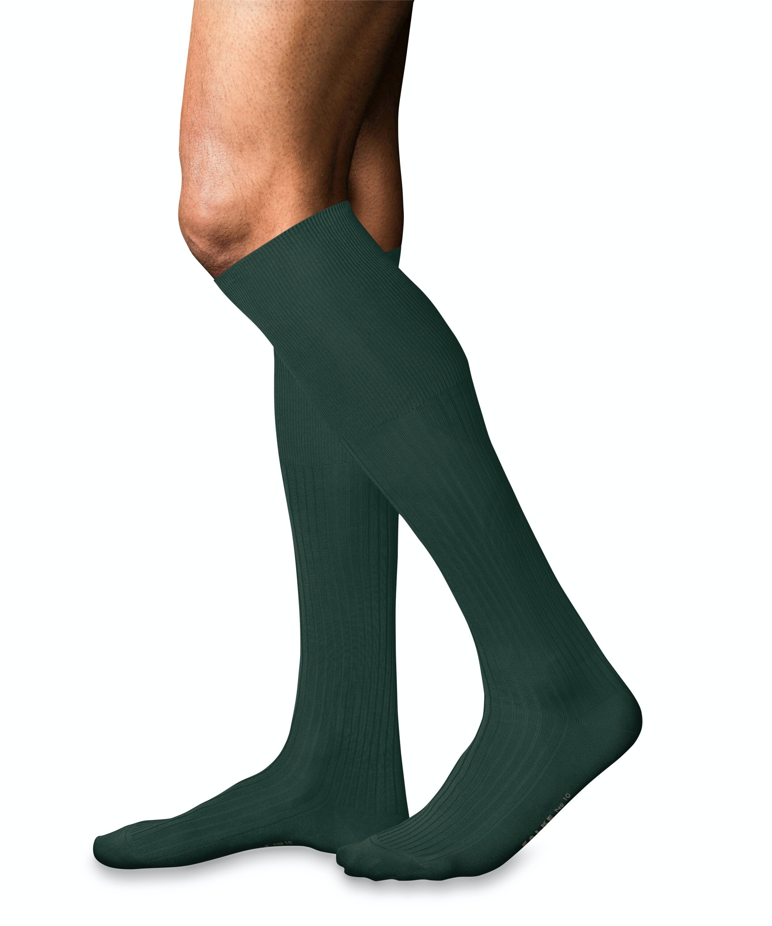 FALKE No. 10 Pure Fil d'Ecosse heren kniekousen, groen (hunter green)