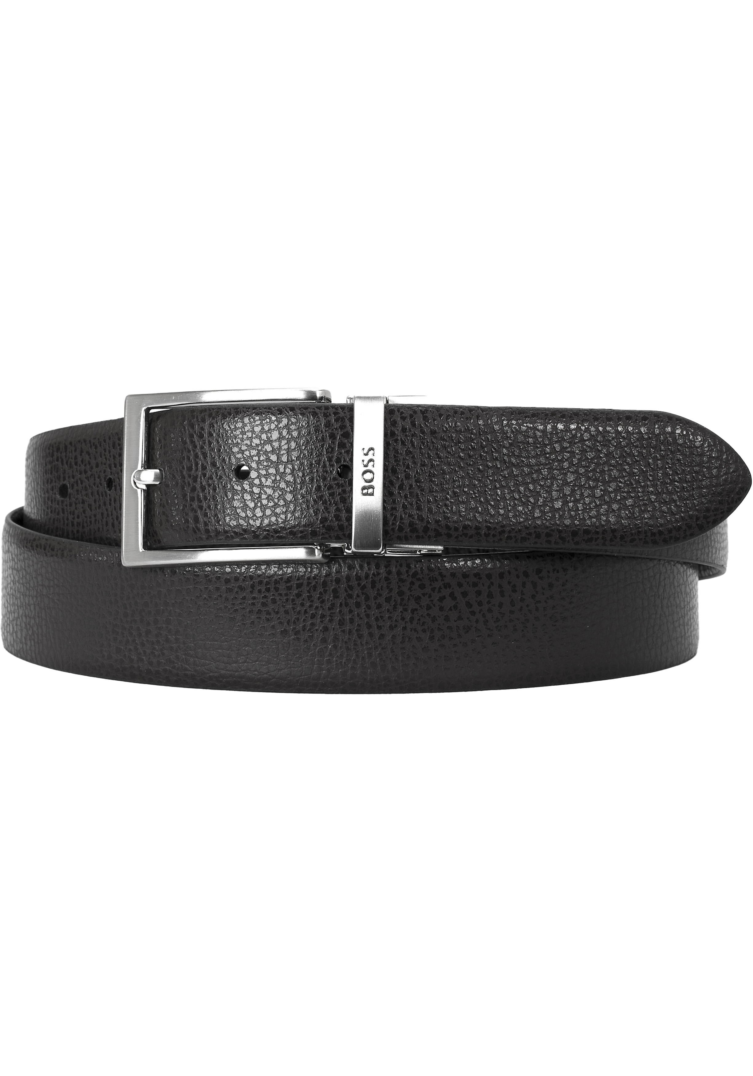 BOSS leren heren riem, zwart