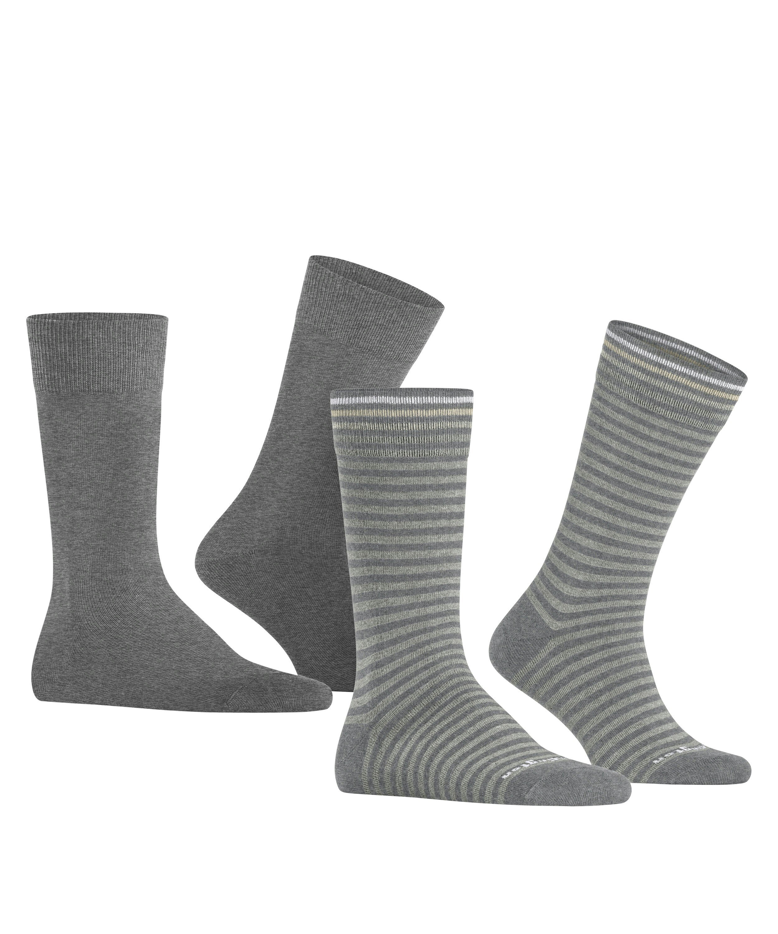 Burlington Everyday Stripe 2-Pack herensokken, grijs (light greymel.)