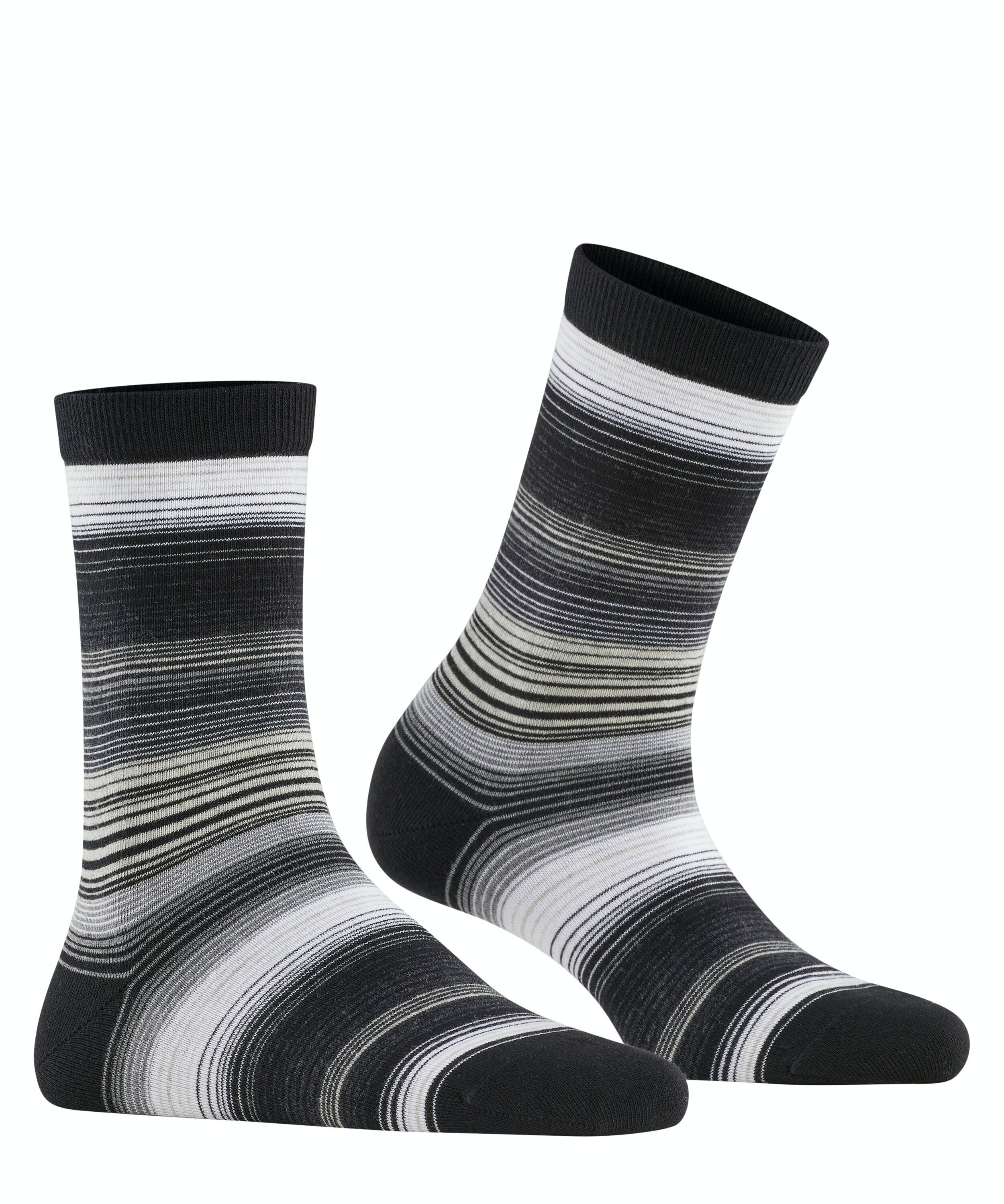 Burlington Stripe damessokken, zwart (black)