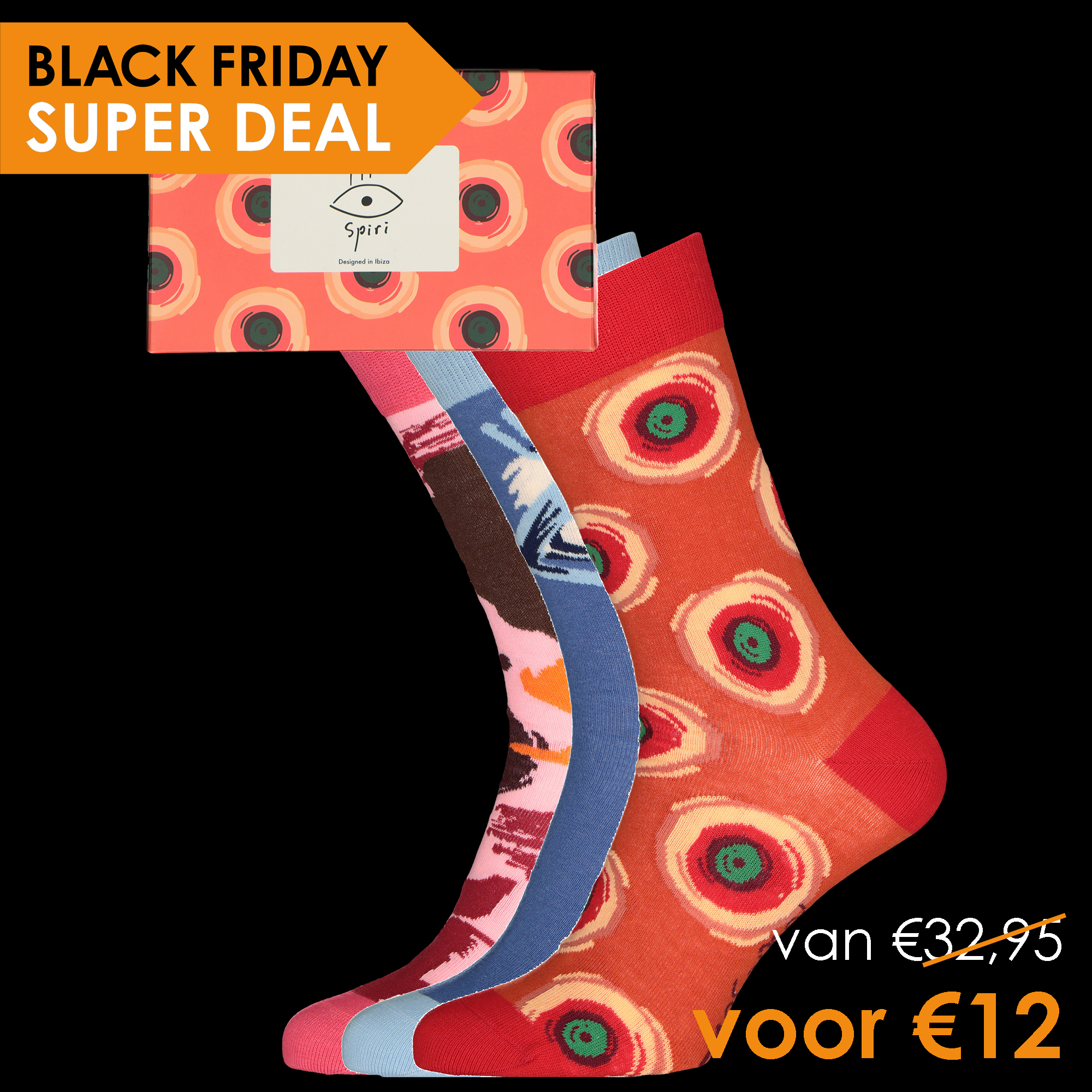 Spiri sokken 3 pack van 32,95 voor 12