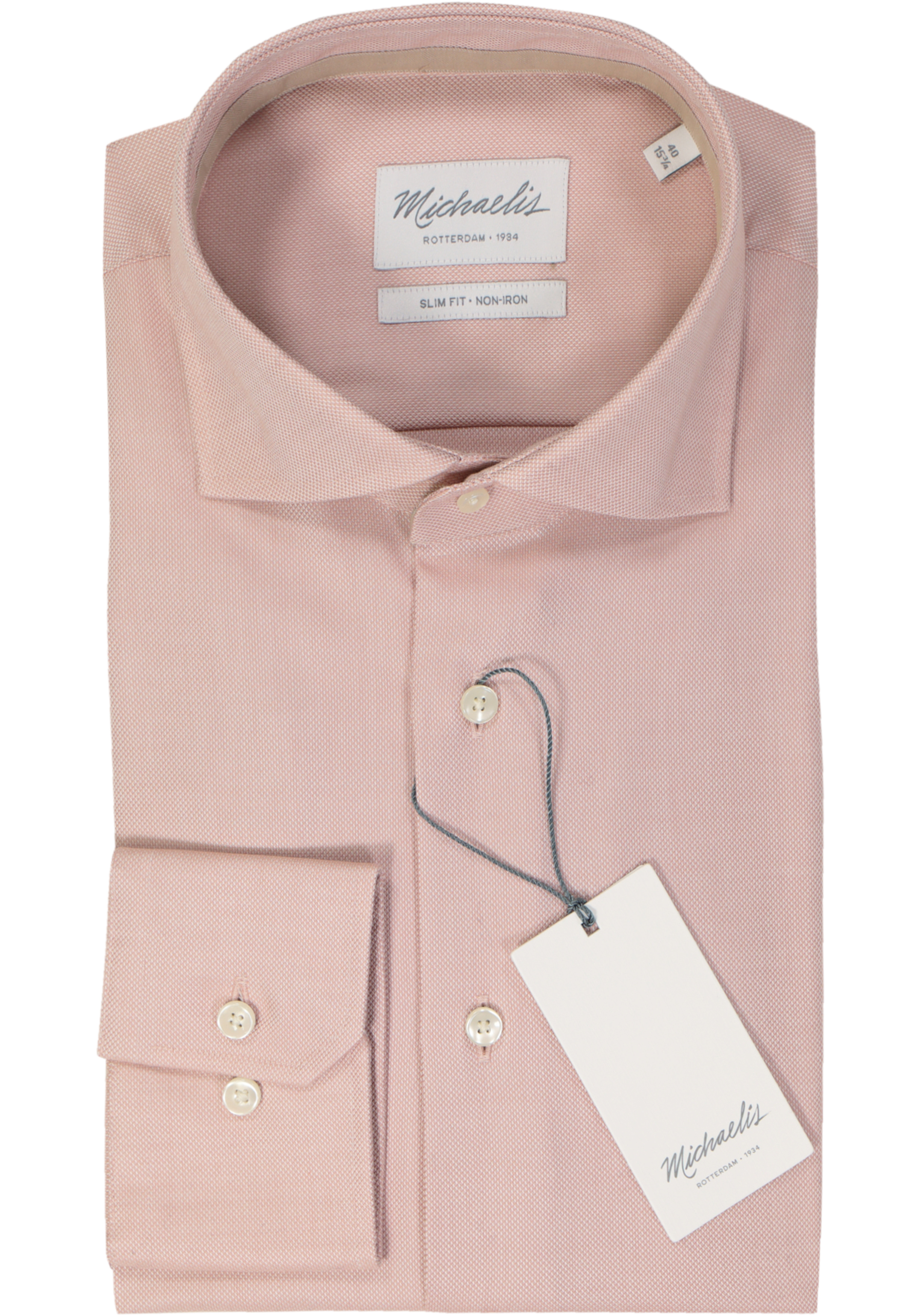 Michaelis slim fit heren overhemd, dobby, roze