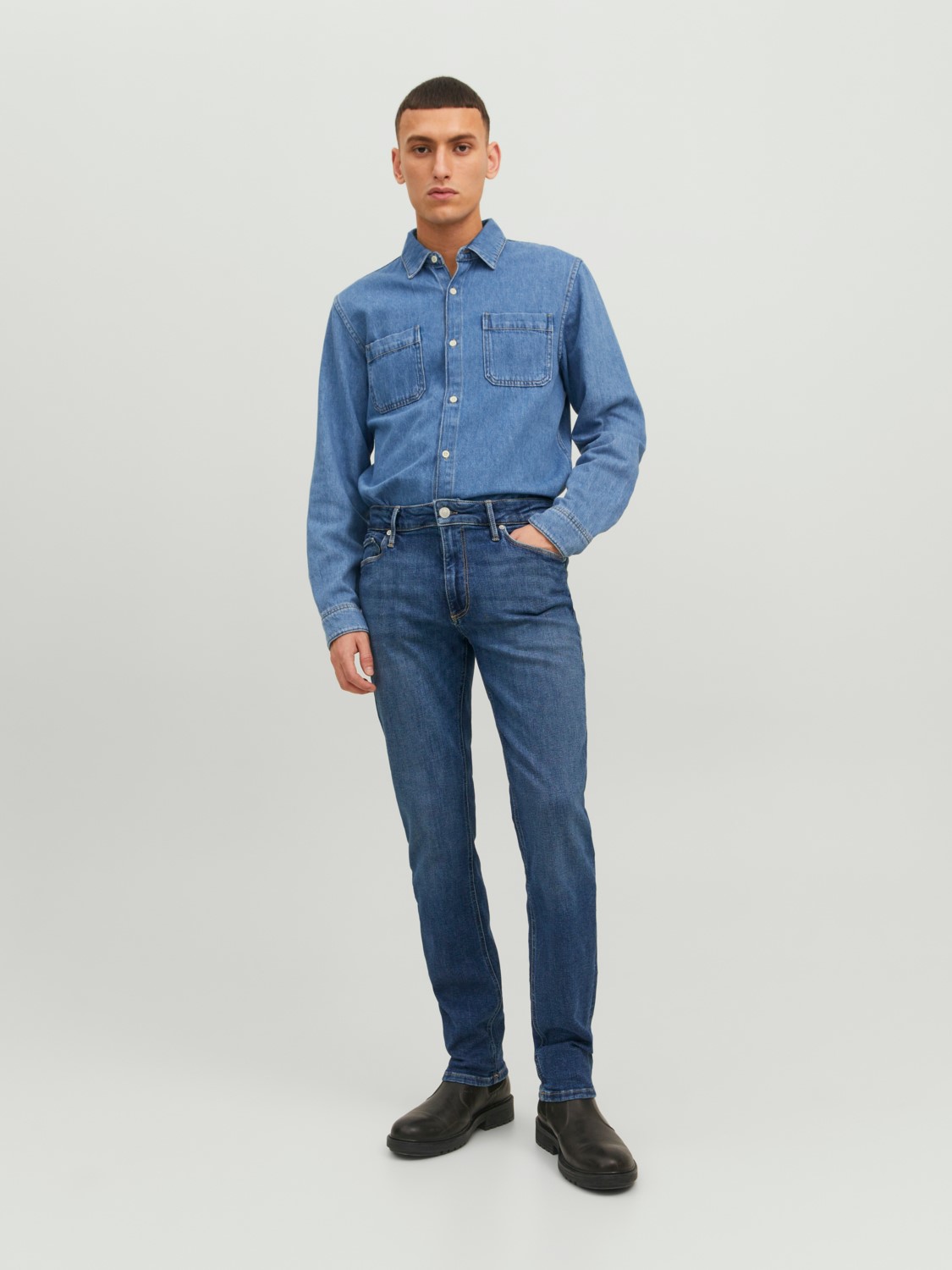 JACK & JONES Clark Evan Jos regular fit, heren jeans, denimblauw