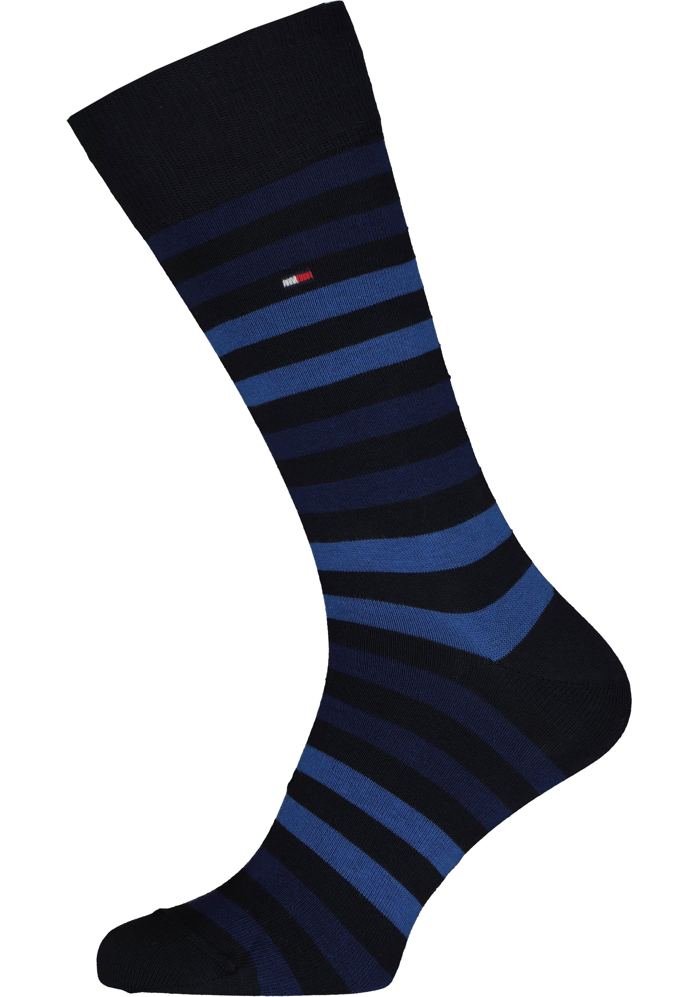 Tommy Hilfiger Duo Stripe Socks (2-pack), herensokken katoen, gestreept en uni, blauw