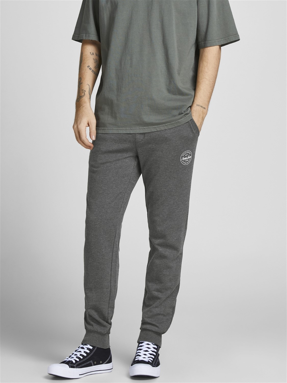 JACK & JONES Gordon Shark Sweat Pants regular fit, heren joggingbroek, donkergrijs melange