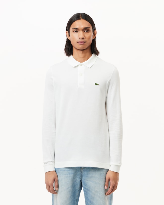 Lacoste Slim Fit polo lange mouw, wit