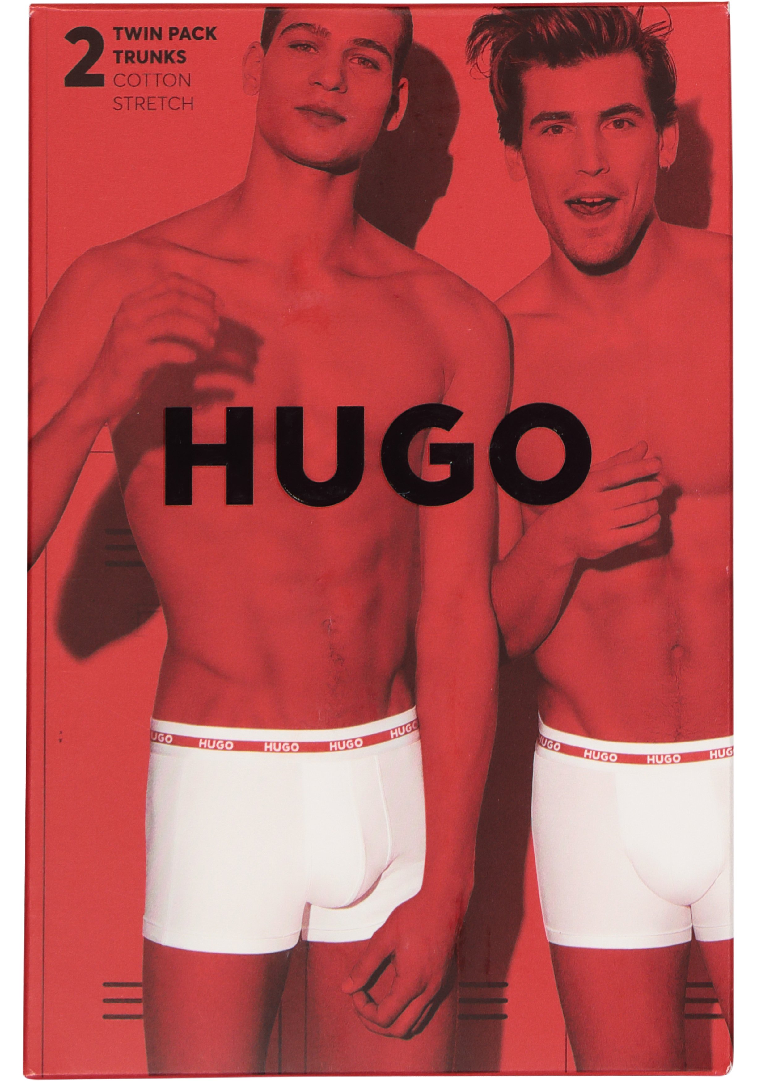 HUGO trunks (2-pack), heren boxers kort, rood, zwart