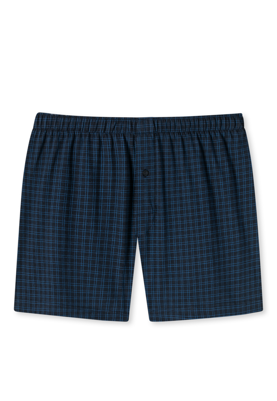 SCHIESSER Cotton Casuals boxer (1-pack), heren boxershort jersey donkerblauw geruit