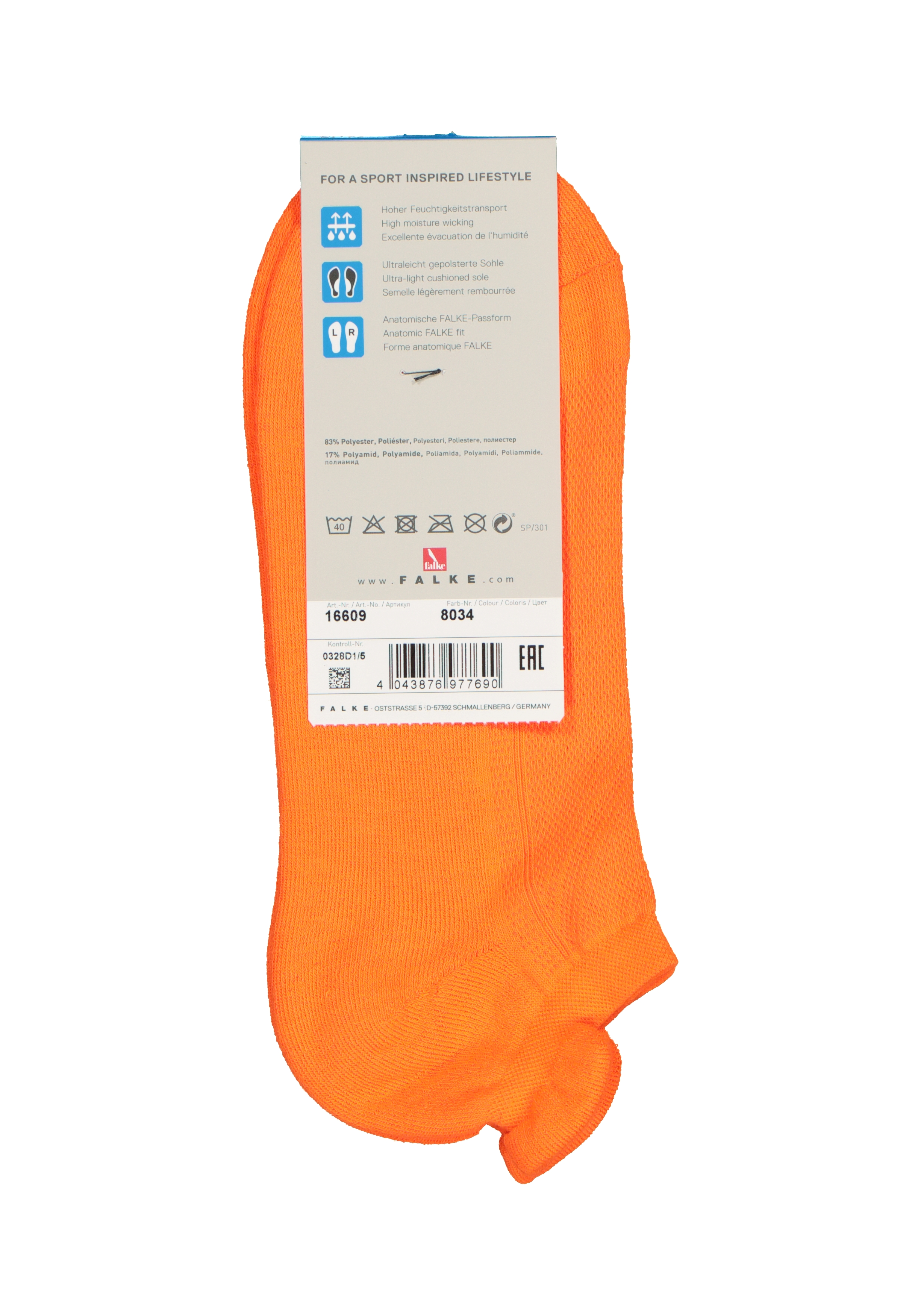 FALKE Cool Kick unisex enkelsokken, oranje (flash orange)