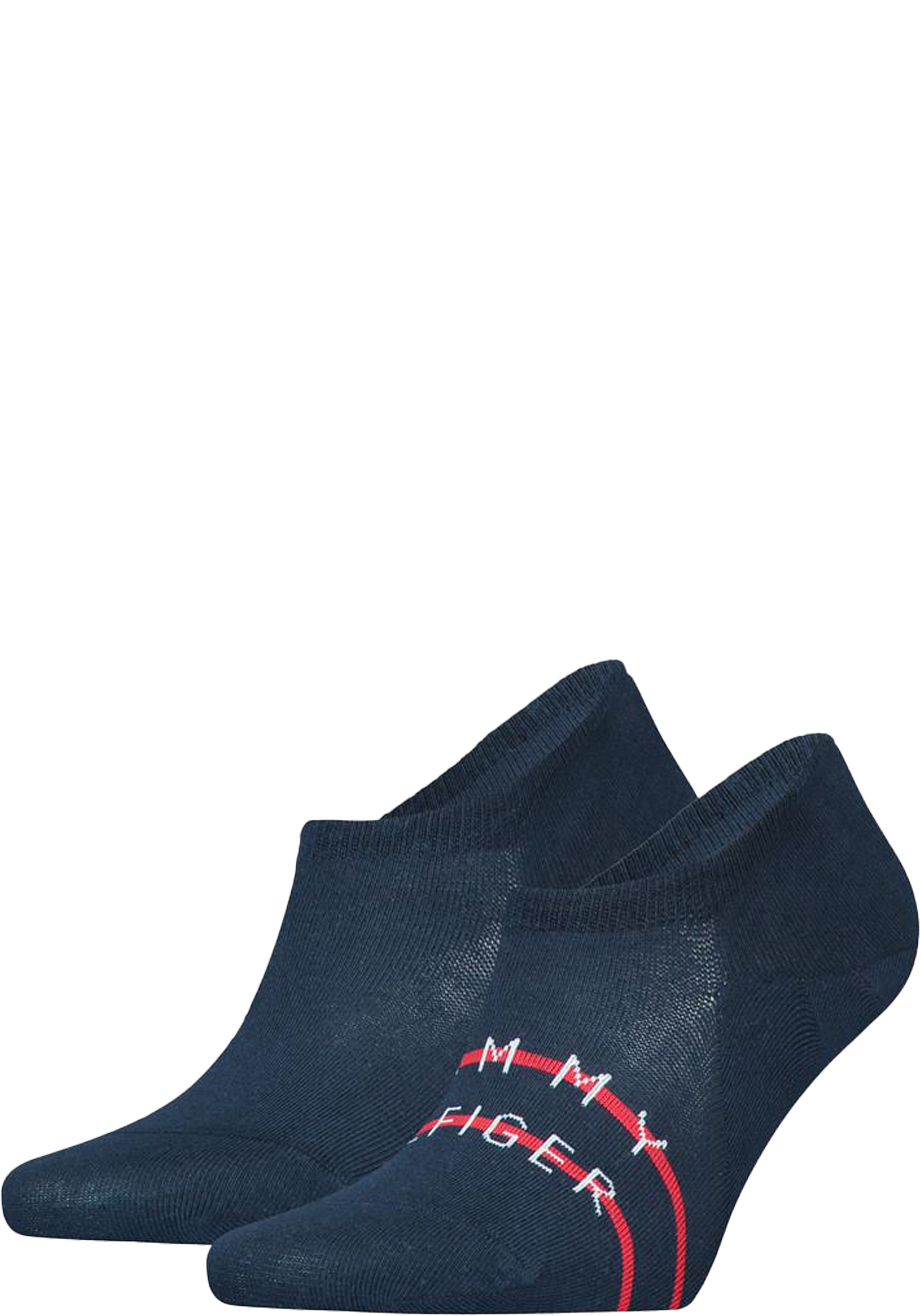 Tommy Hilfiger Footie Th Stripe (2-pack), heren onzichtbare sokken, donkerblauw gestreept