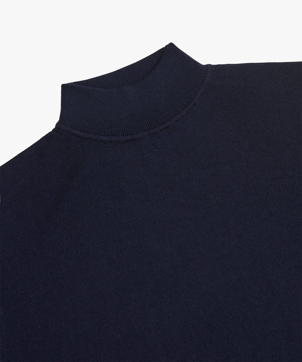 Profuomo heren trui wol, slim fit trui met turtleneck, navy blauw