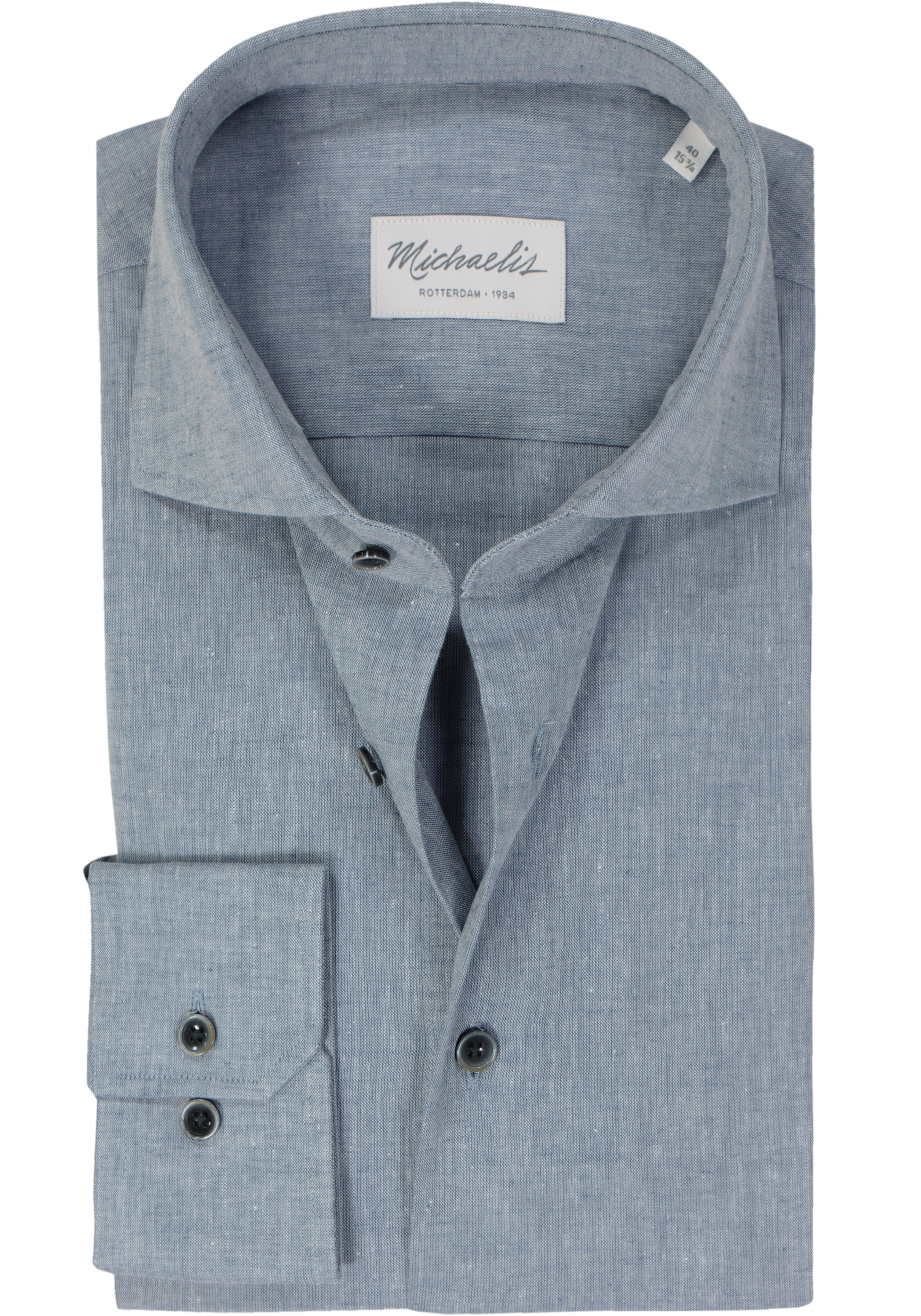 Michaelis slim fit heren overhemd, popeline, blauw