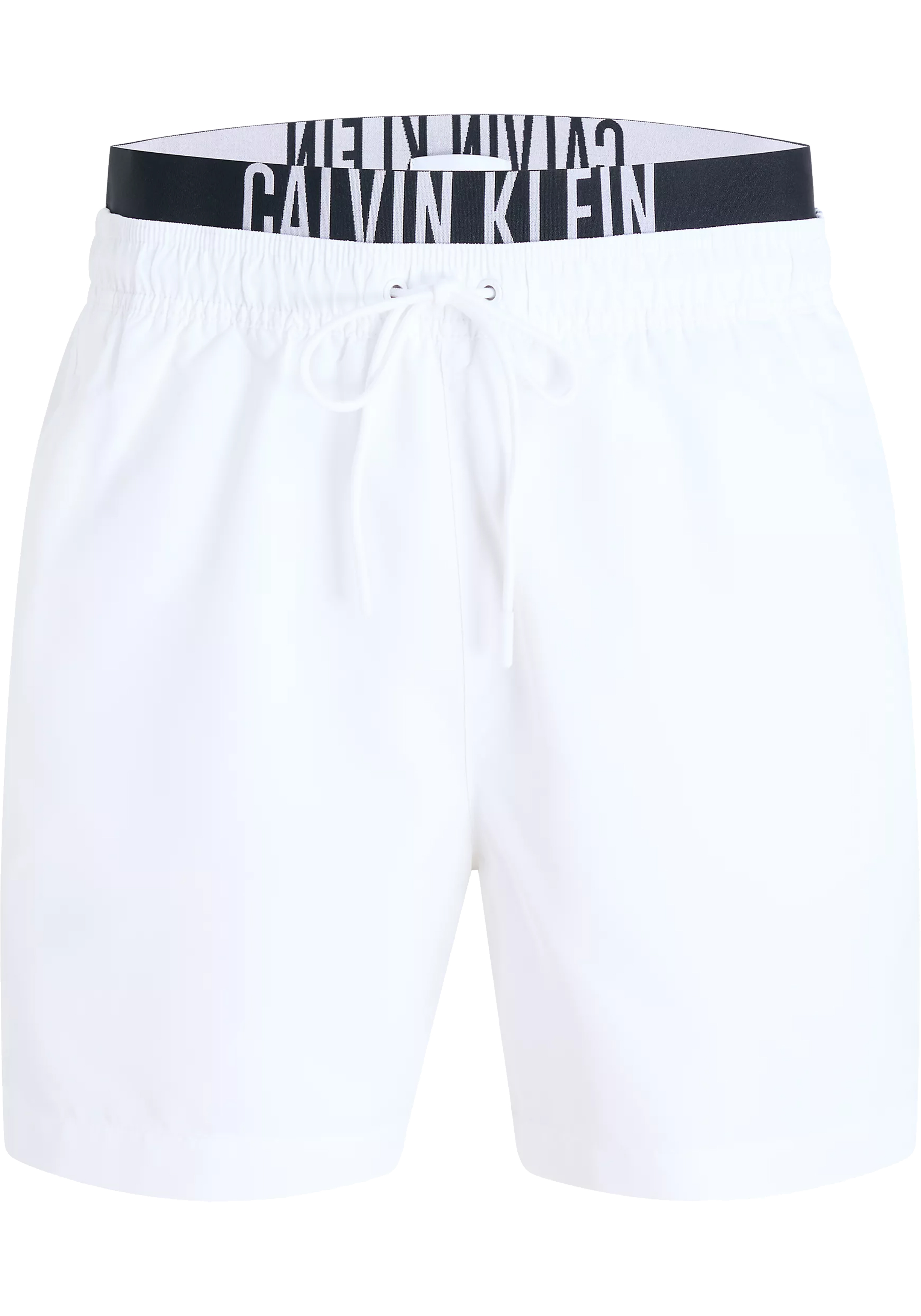 Calvin Klein Medium Drawstring Double Waistband swimshort, heren zwembroek, wit