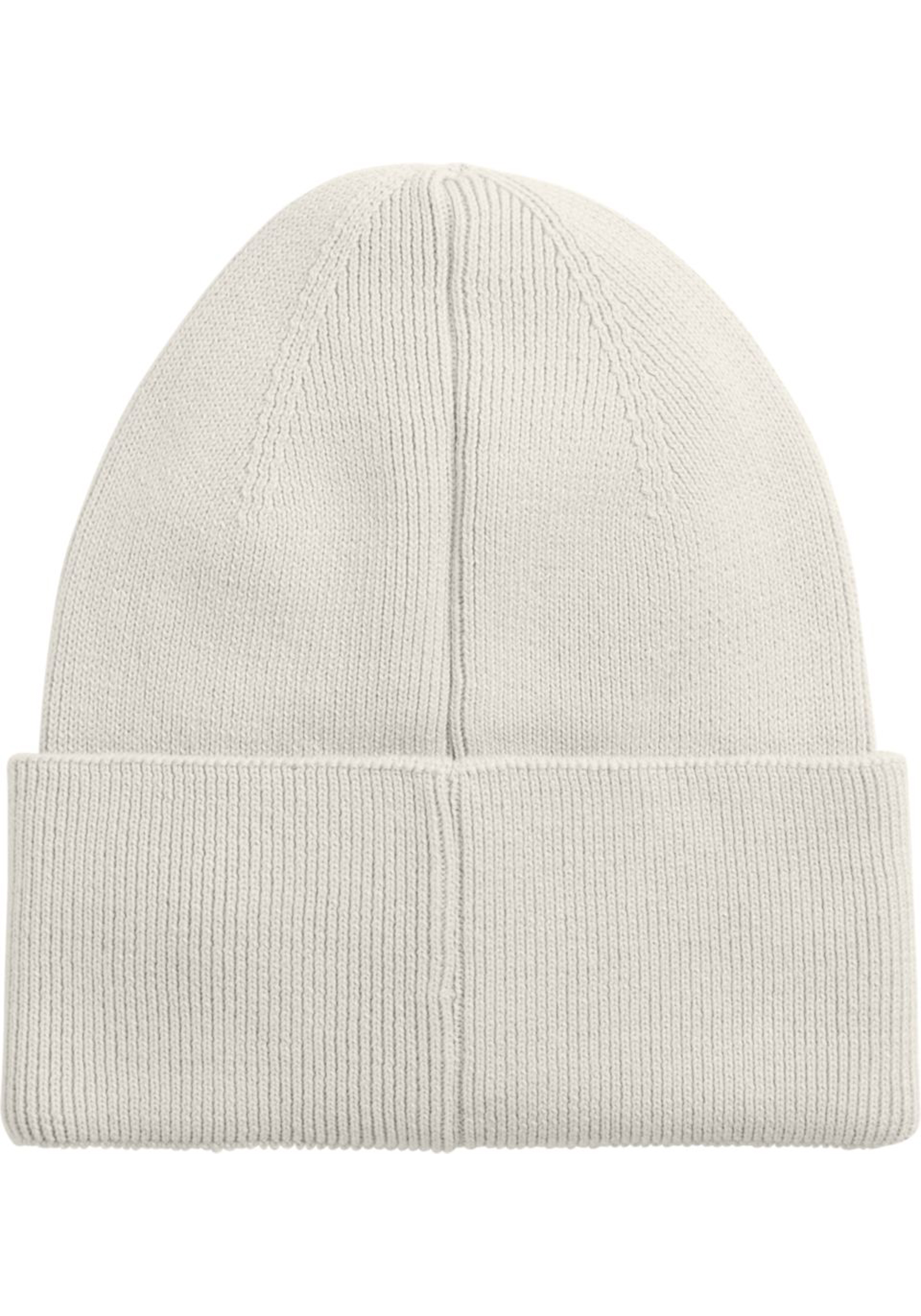 Calvin Klein muts, fine cotton rib beanie, donker ecru