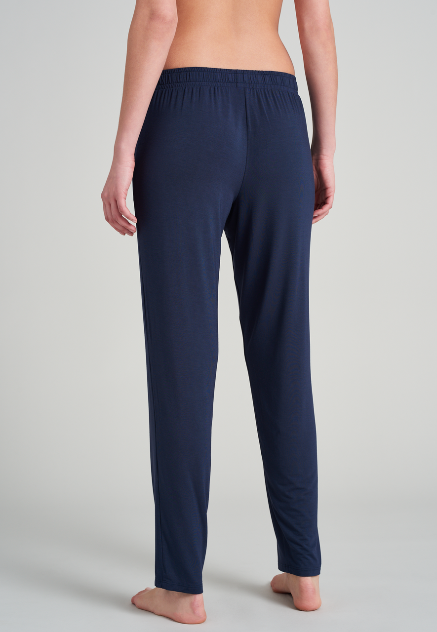 SCHIESSER Mix + Relax loungebroek lang, dames broek lang / extra lang modal blauw