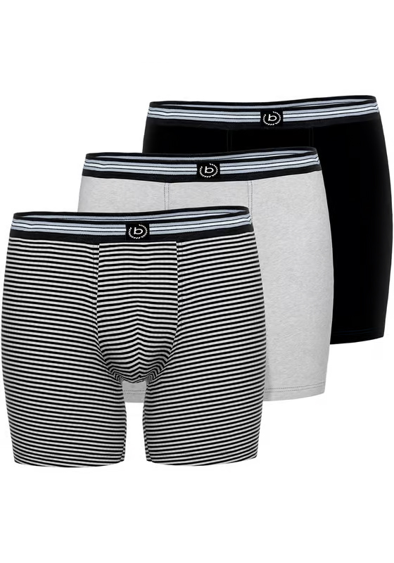 BUGATTI heren boxer normale lengte (3-pack), donkergrijs melange