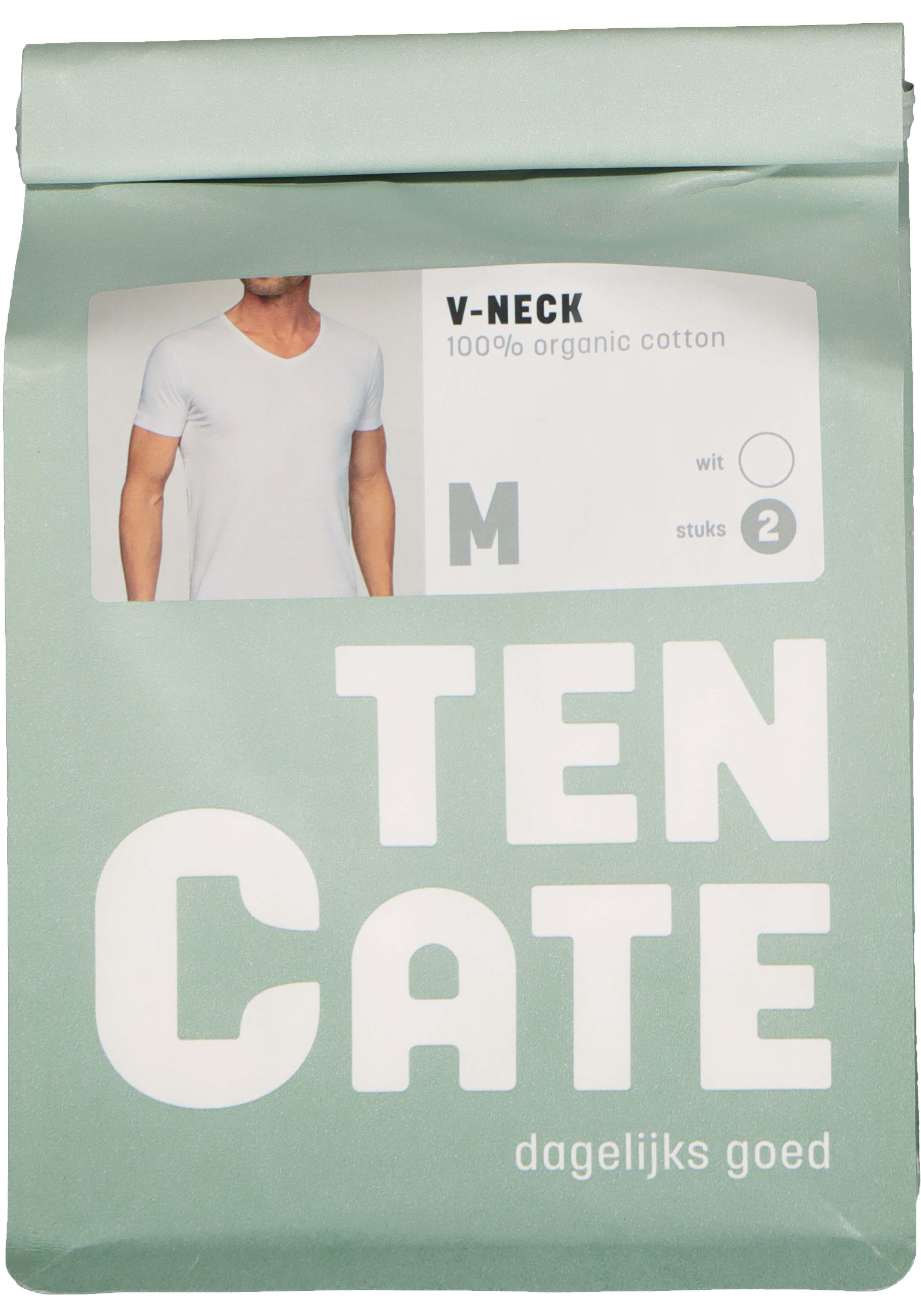 TEN CATE Basics men T-shirt (2-pack), heren T-shirts V-hals, wit