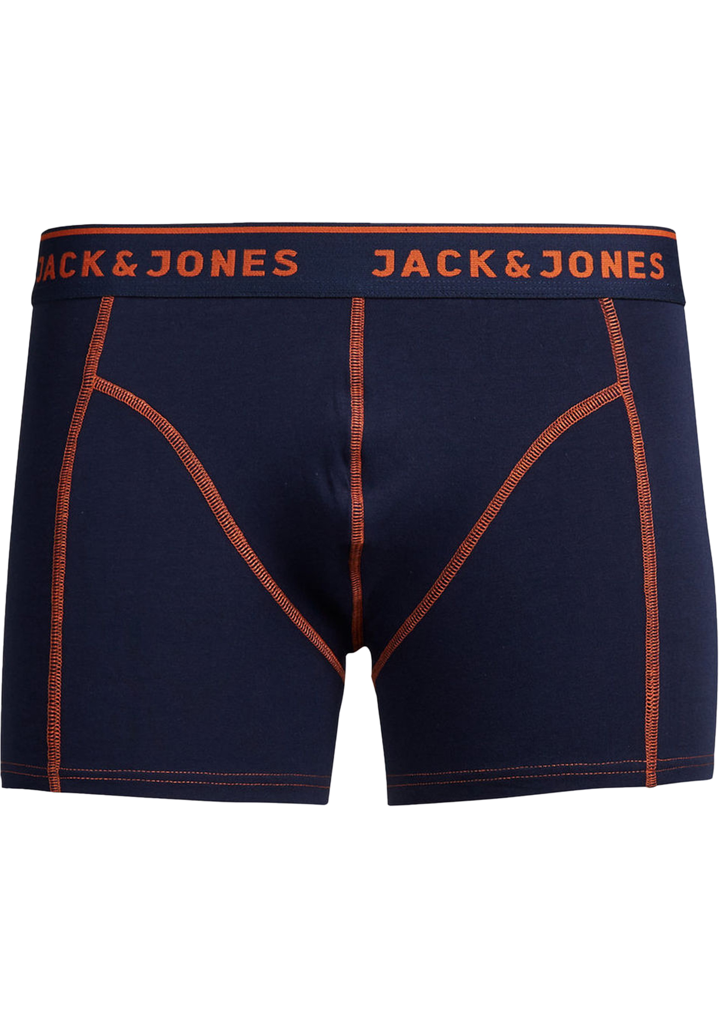 JACK & JONES Jacsimple trunks (1-pack), heren boxer normale lengte, blauw met oranje stiksels