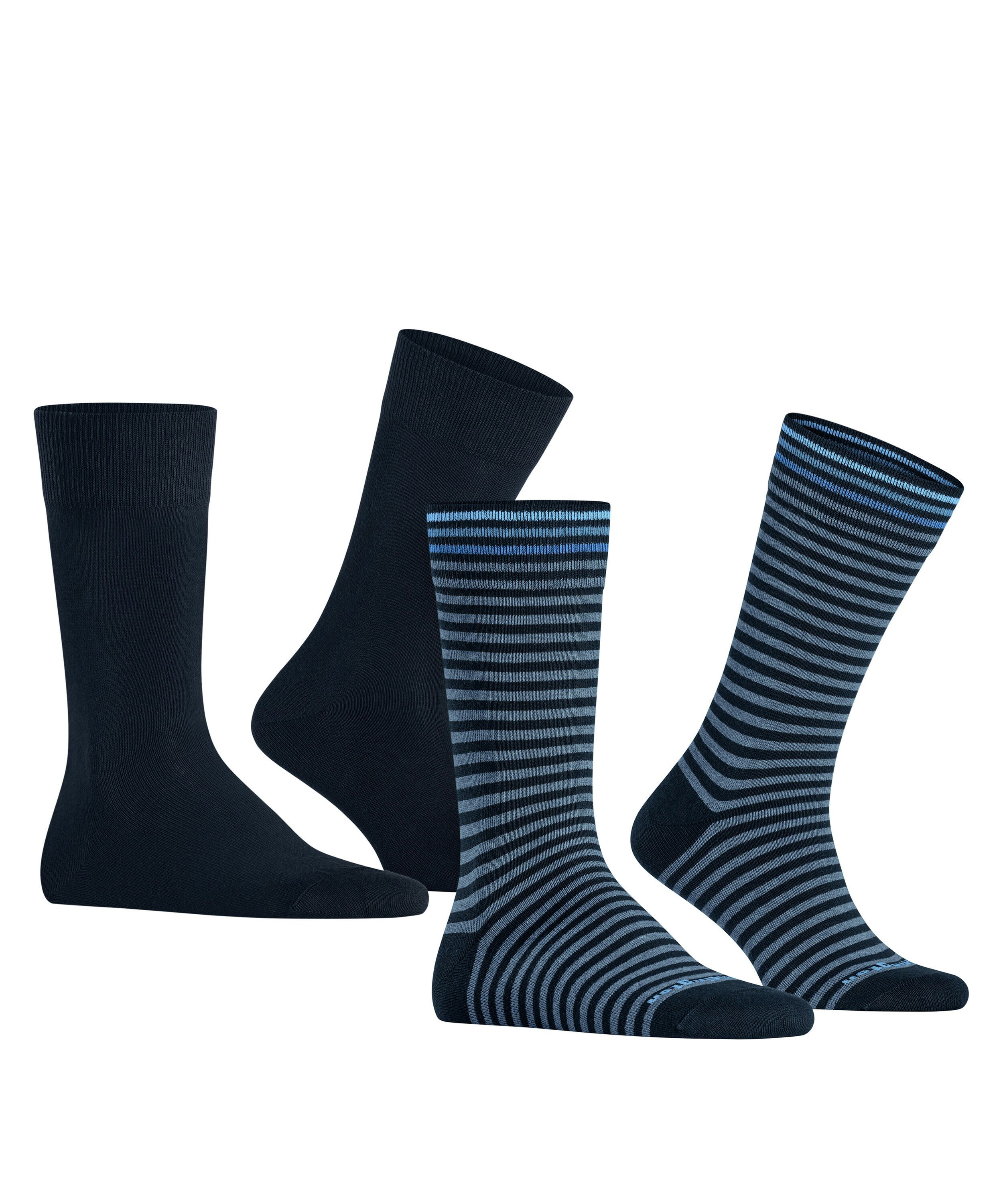 Burlington Everyday Stripe 2-Pack herensokken, blauw (marine)