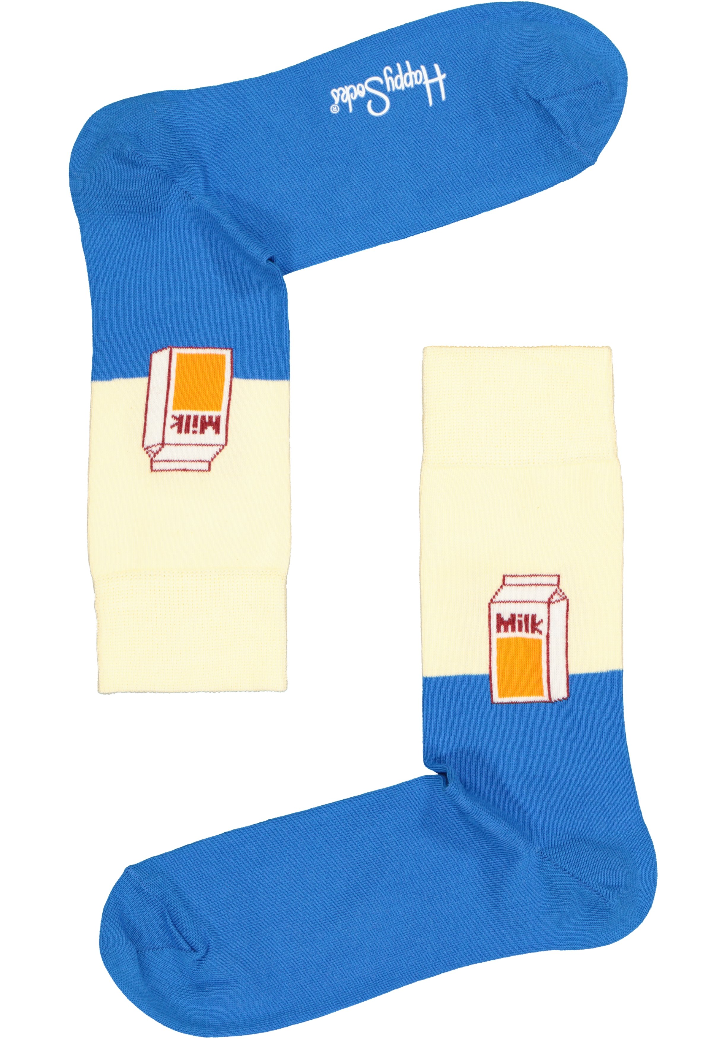 Happy Socks Milk Sock, blauw-witte melk