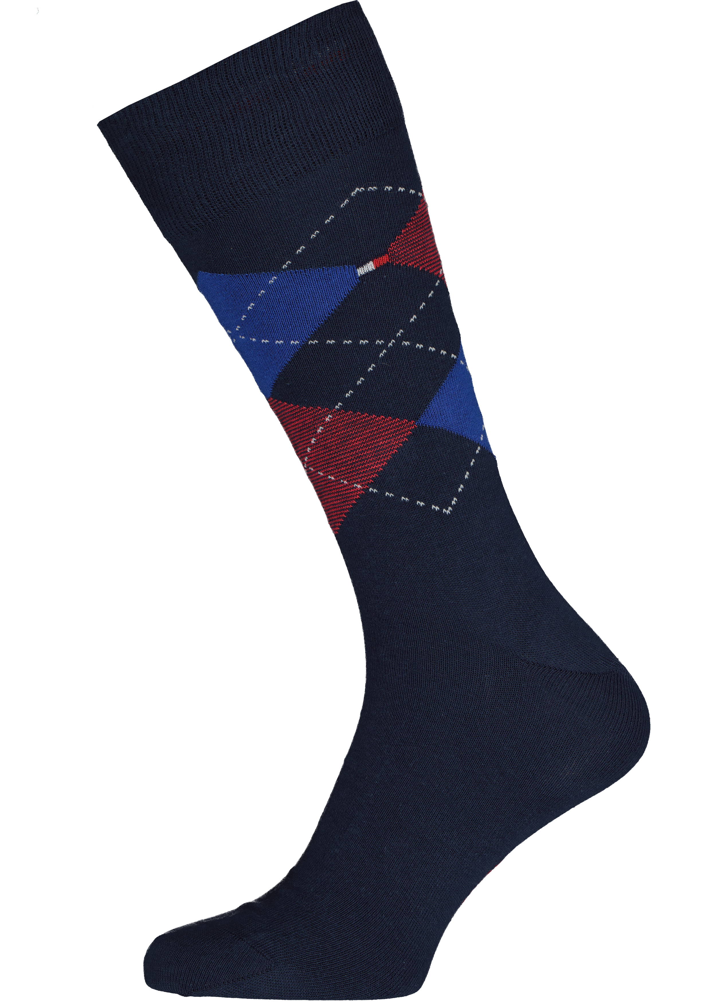 Tommy Hilfiger Check Socks (2-pack), herensokken katoen, geruit en uni, original blauw met rood