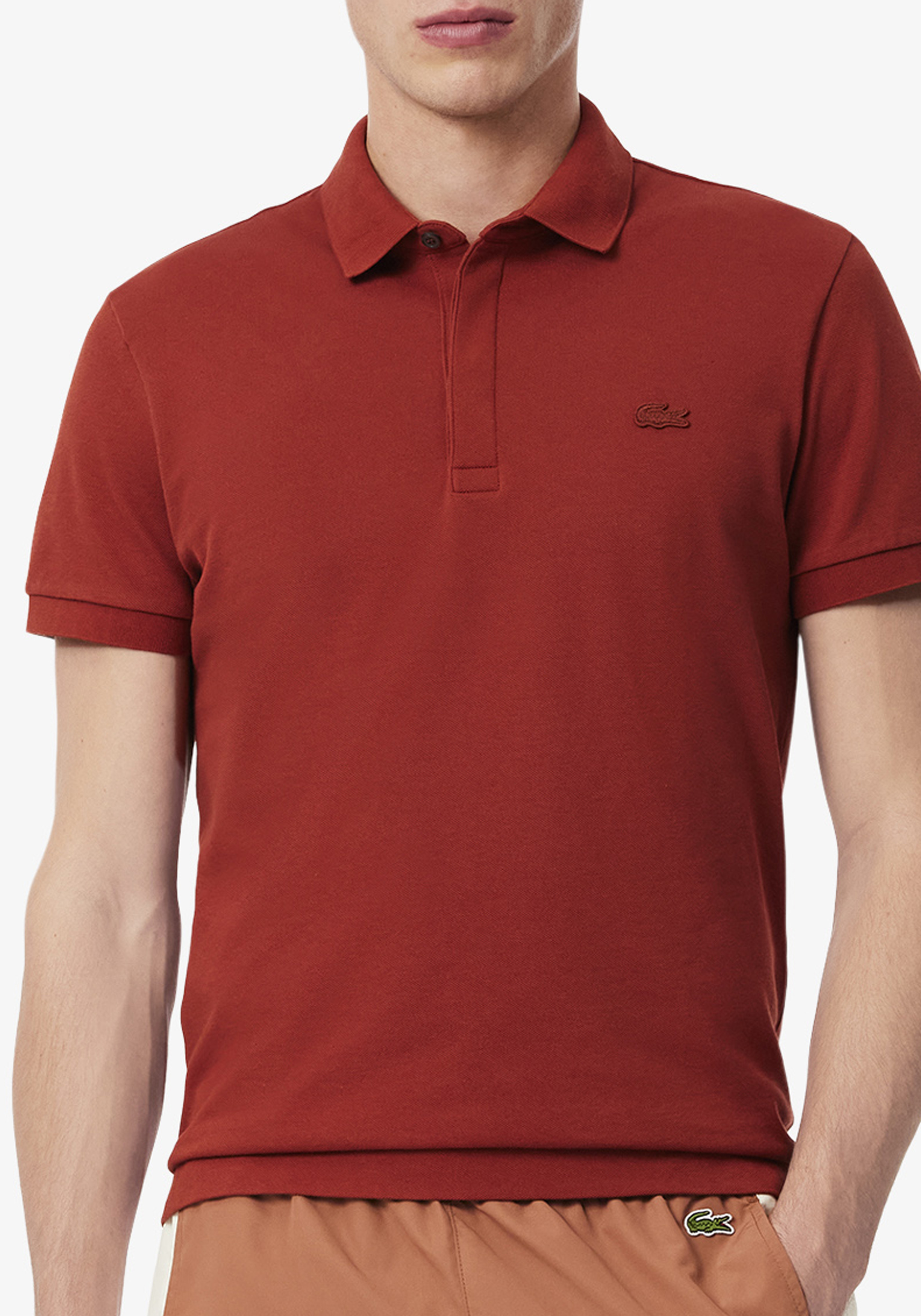 Lacoste Paris Stretch Pique Polo Regular Fit, roodbruin