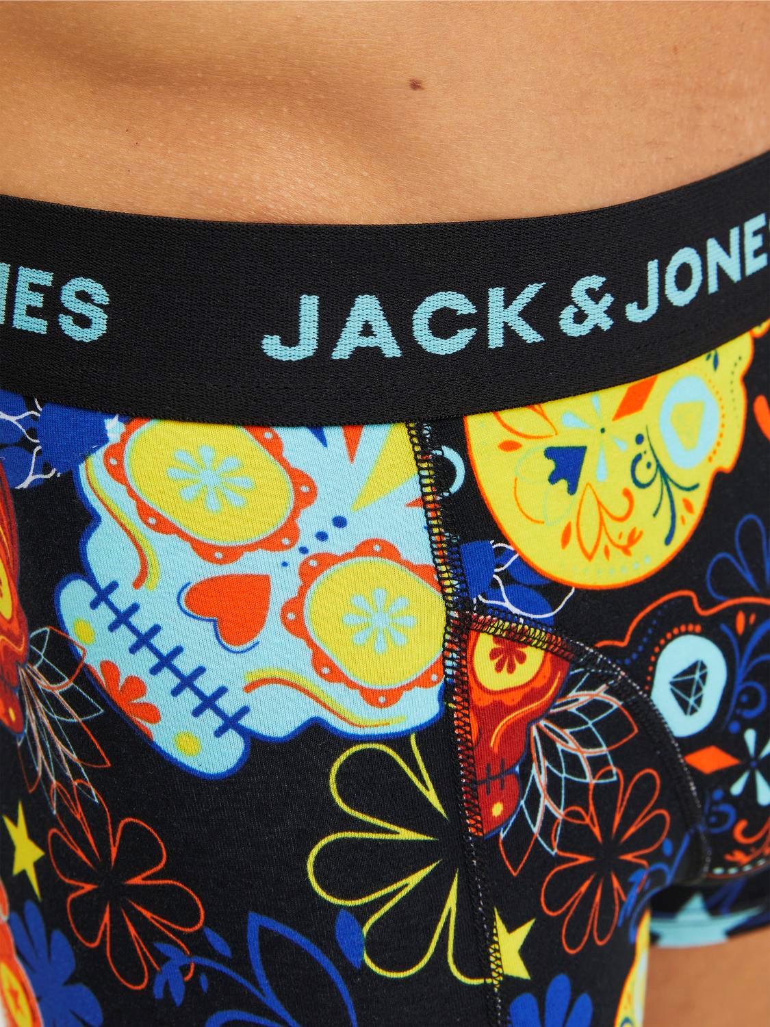 JACK & JONES Jacsugar skull trunks (3-pack), heren boxers normale lengte, zwart en geel