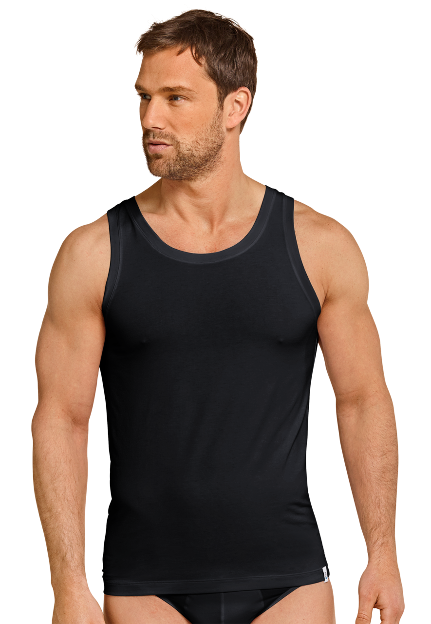 SCHIESSER Long Life Soft singlet (1-pack), heren shirt blauwzwart