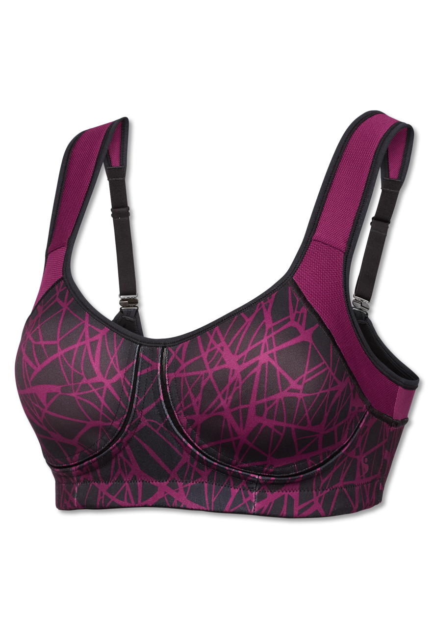 SCHIESSER Active bh (1-pack), dames sportbeha voorgevormde cups zonder beugel high support berry gedessineerd