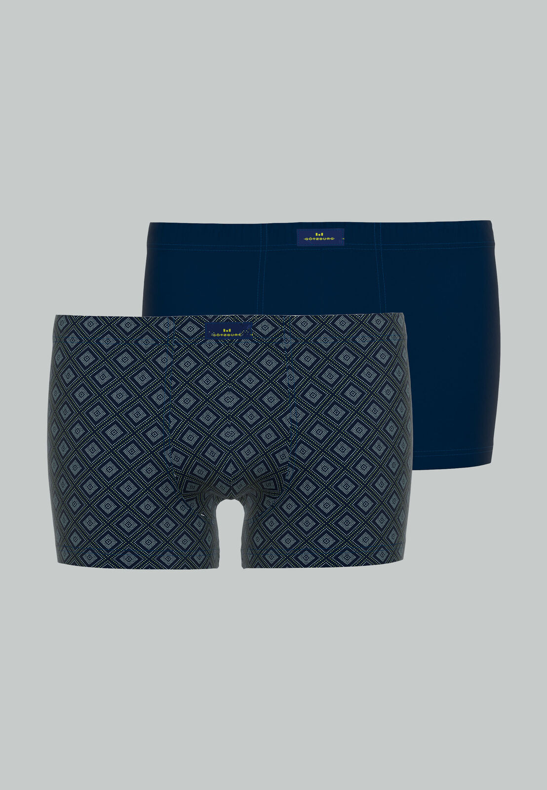 Gotzburg heren boxer normale lengte (2-pack), donkerblauw dessin