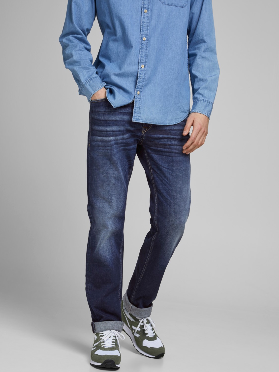 JACK & JONES Clark Original Jos regular fit, heren jeans, denimblauw