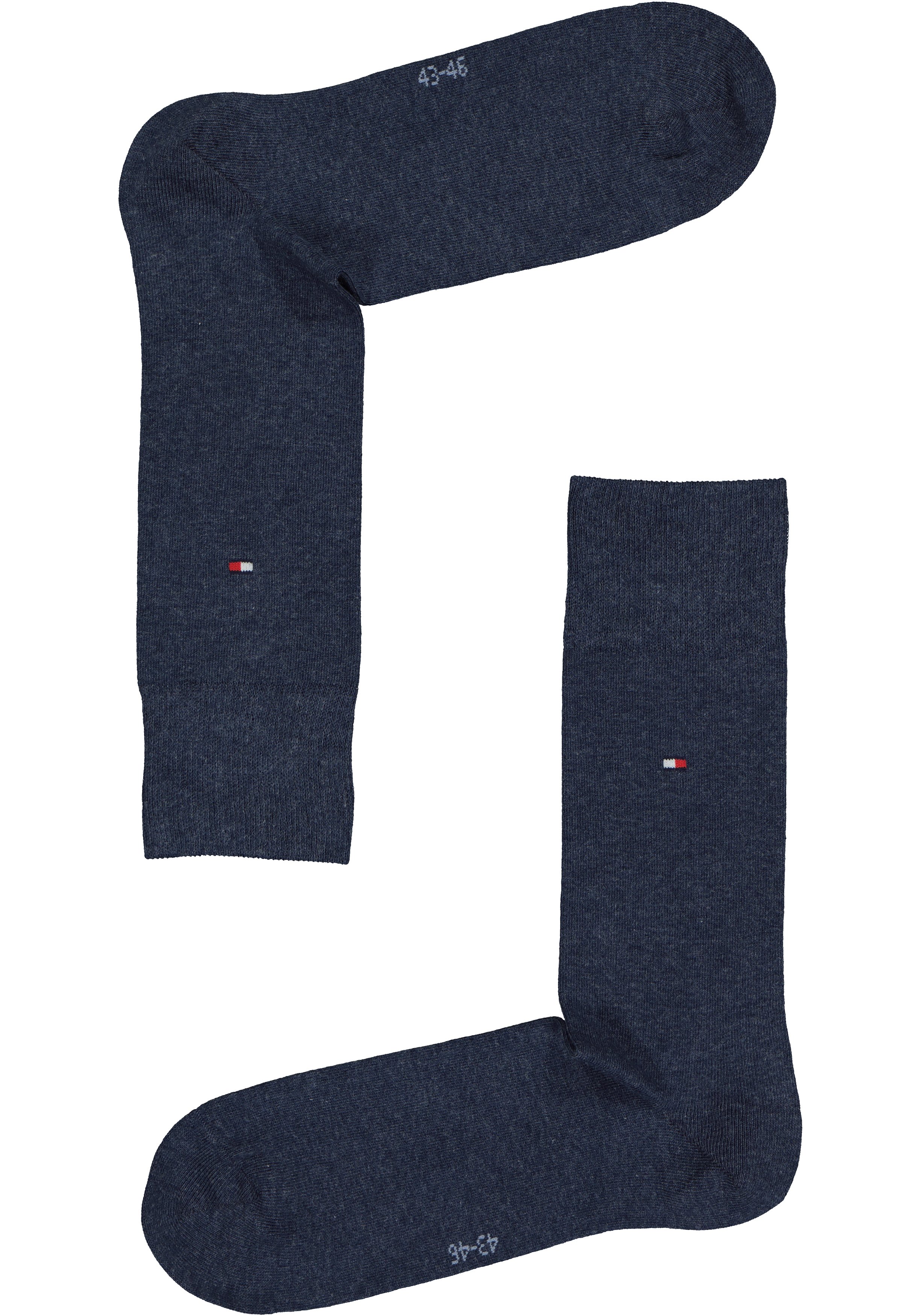 Tommy Hilfiger Check Socks (2-pack), herensokken katoen, geruit en uni, jeans blauw