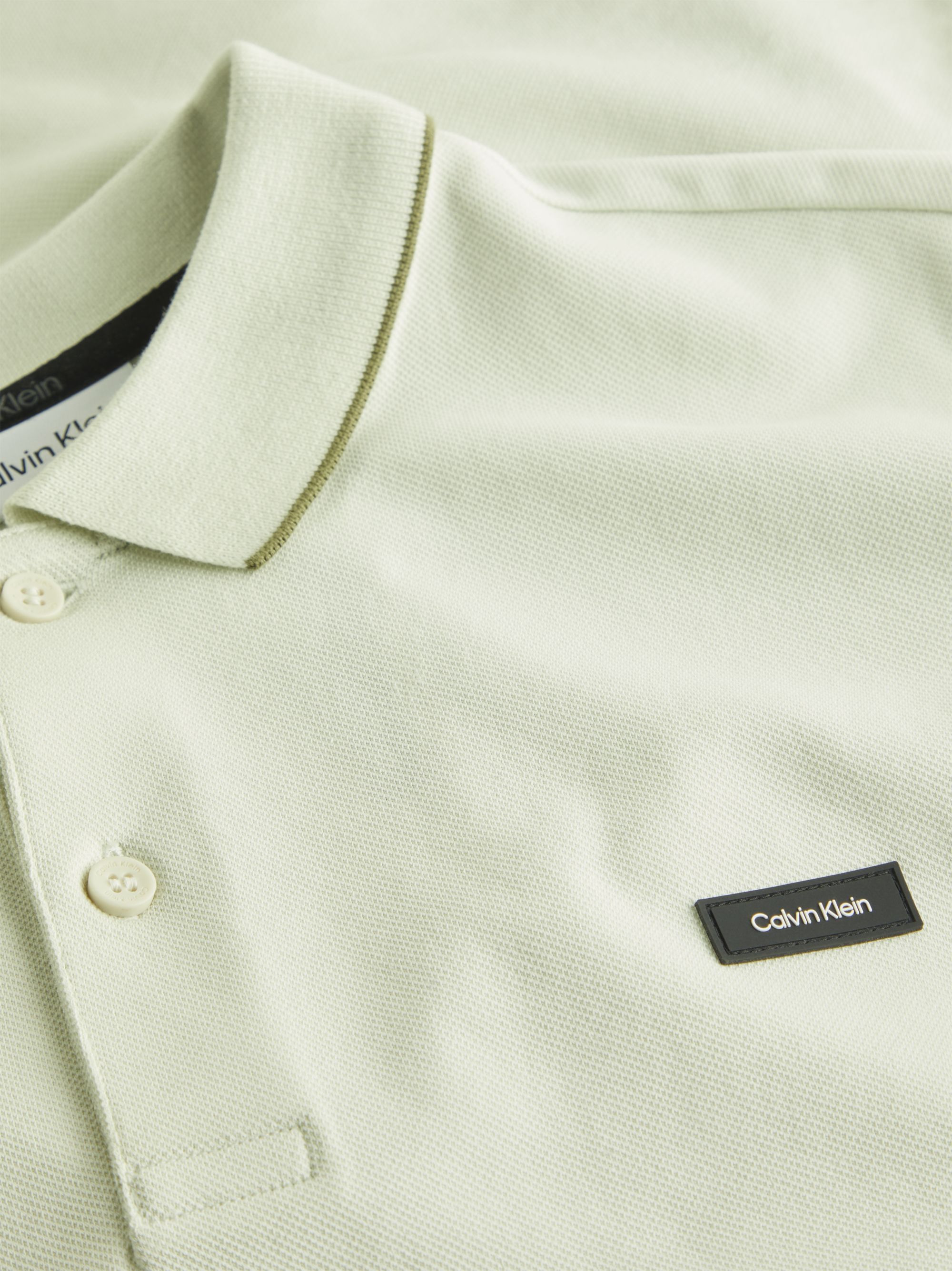 Calvin Klein Stretch Pique Tipping Slim Polo, heren poloshirt, lichtgroen