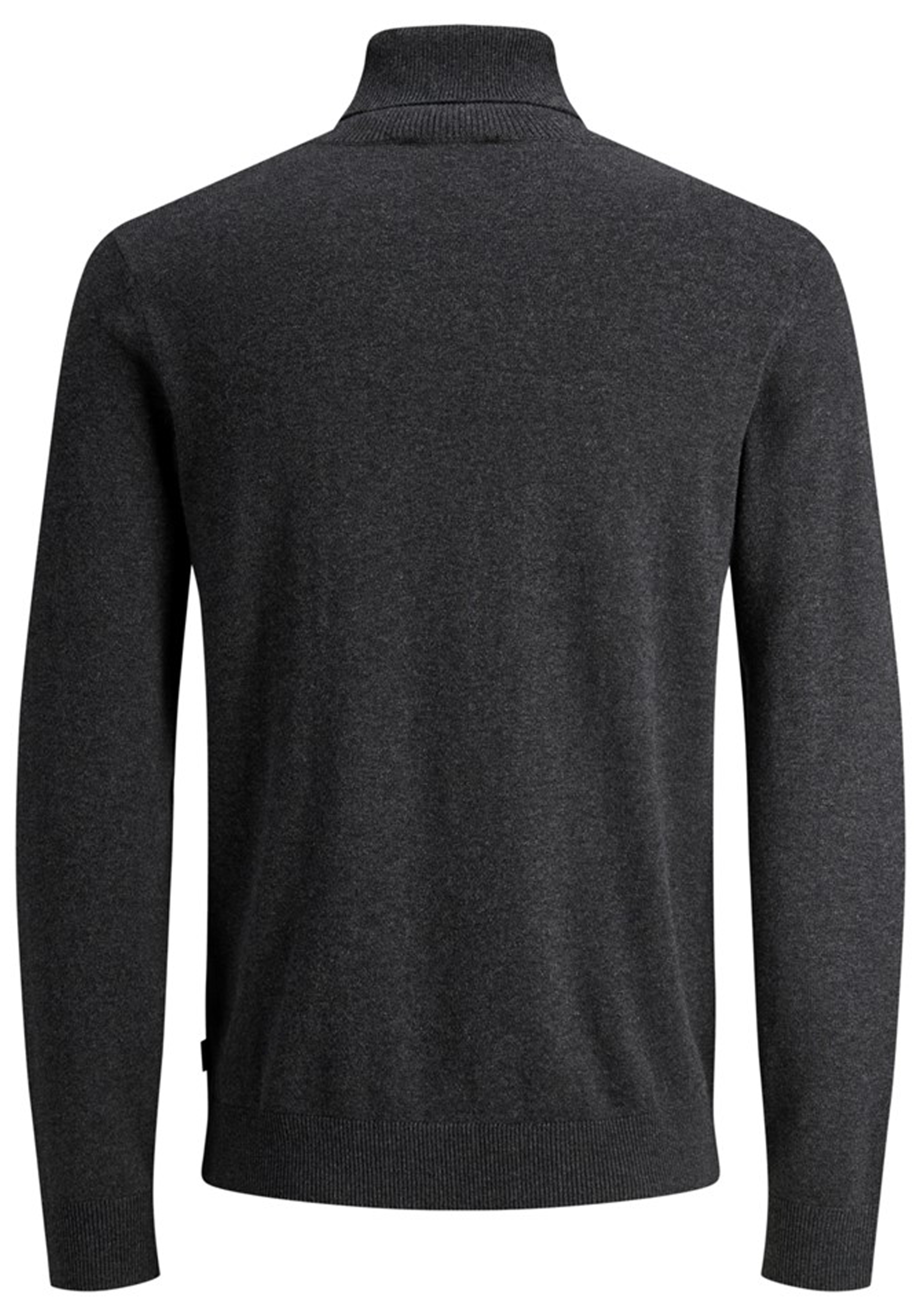 JACK & JONES slim fit coltrui katoen, antraciet grijs melange