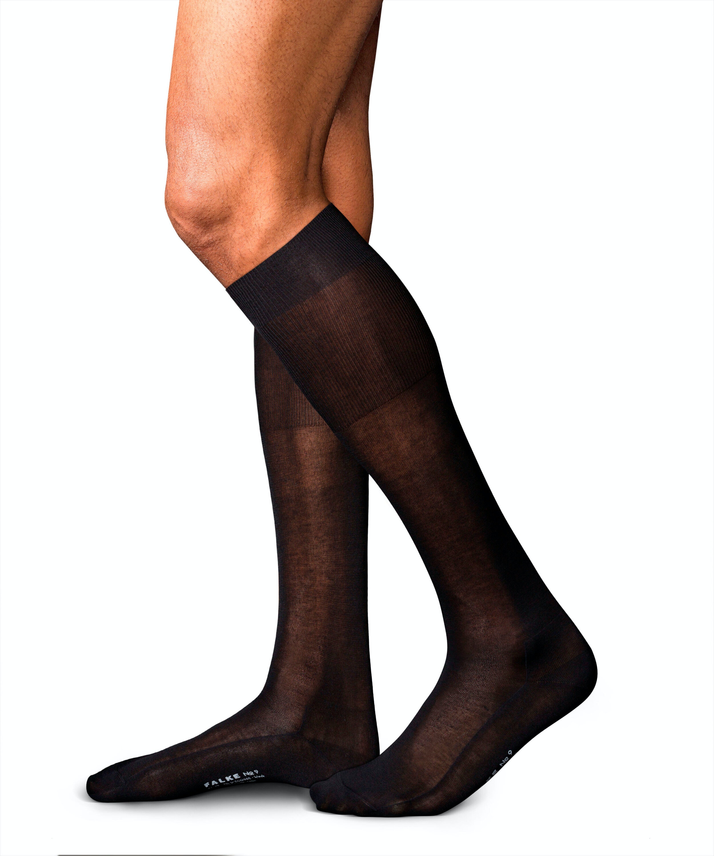 FALKE No. 9 Pure Fil d Ecosse heren kniekousen, zwart (black)