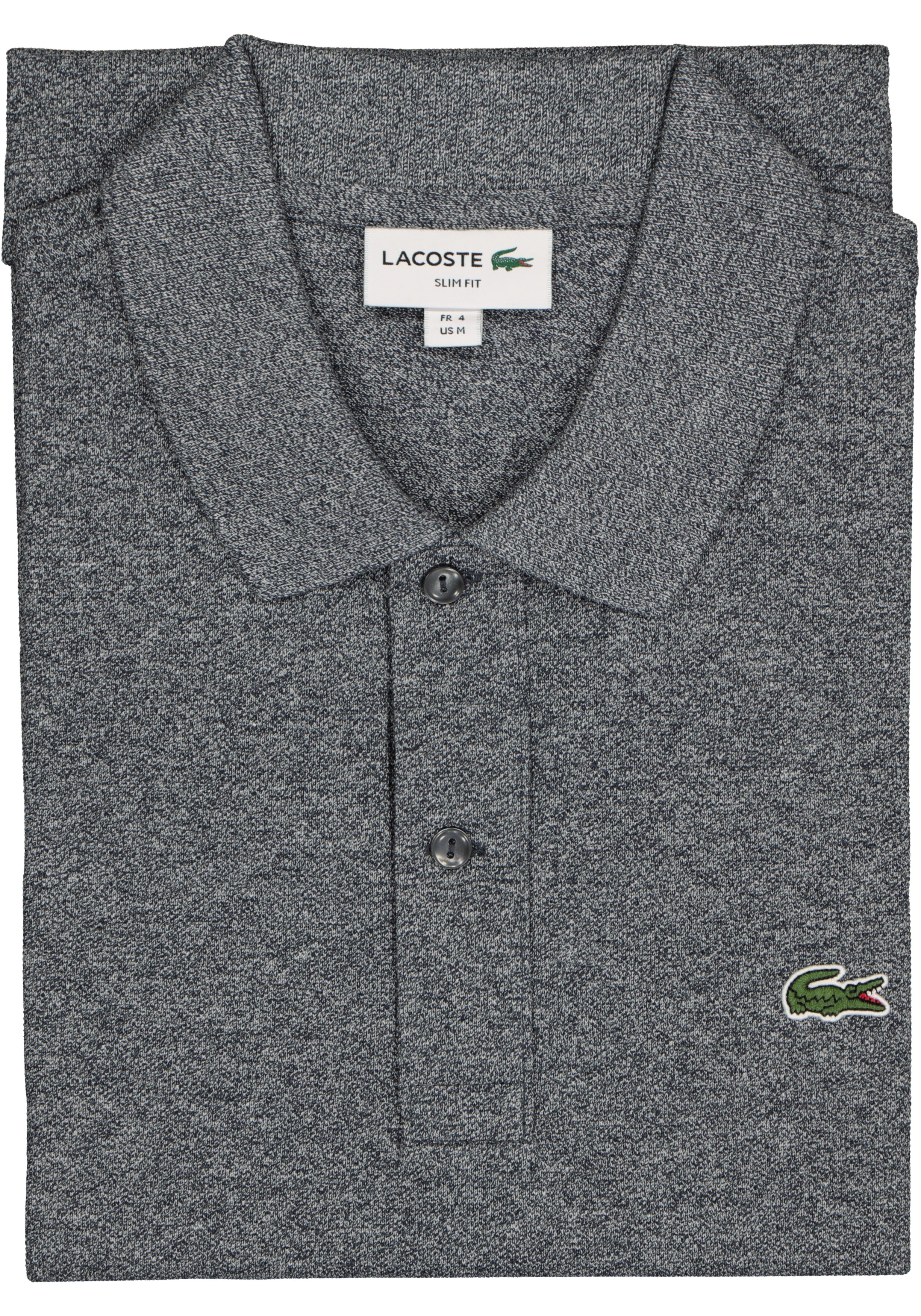 Lacoste Slim Fit polo, zwart met wit melange, Eclipse Jaspe