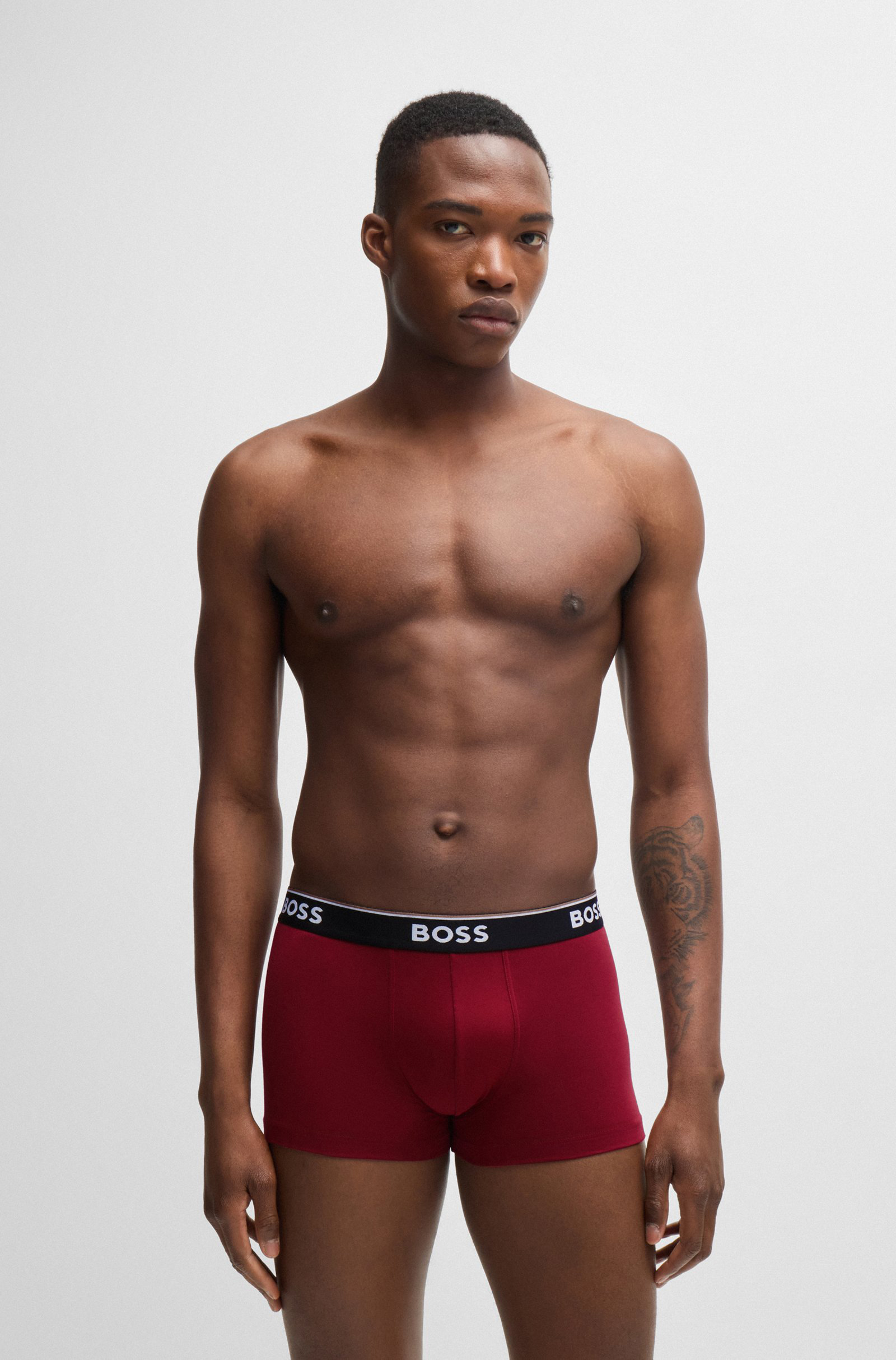 HUGO BOSS Power trunks (3-pack), heren boxers kort, saliegroen, blauw, donkerrood