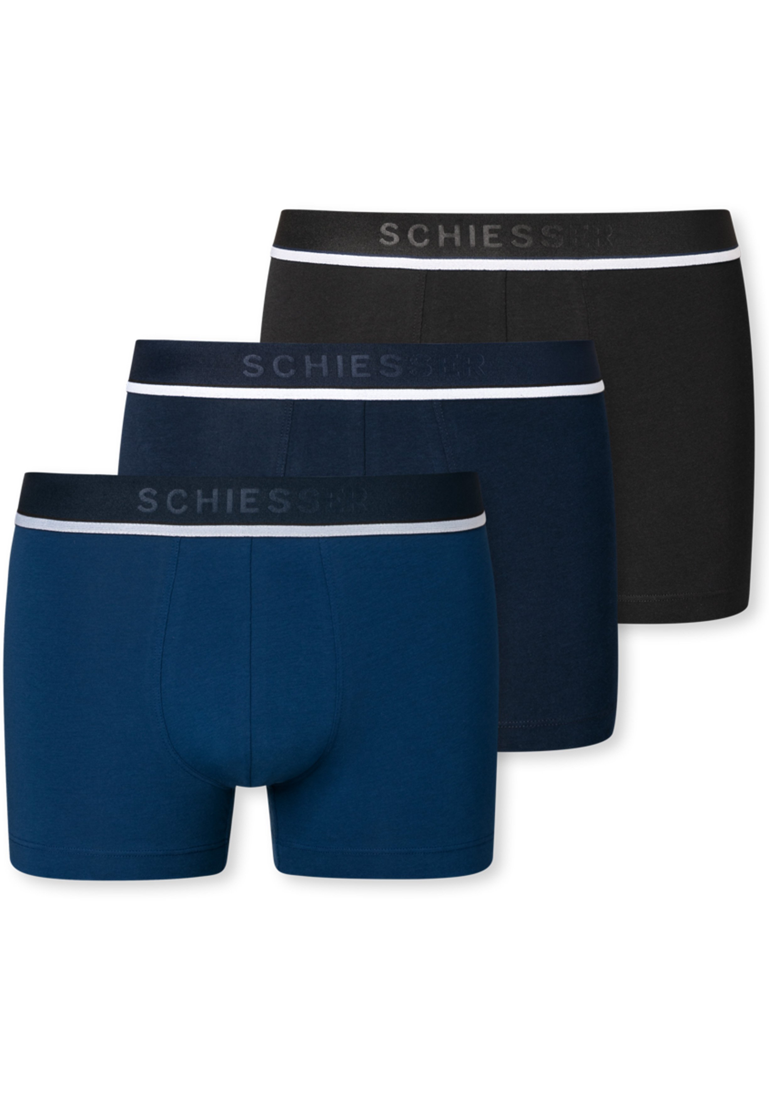 SCHIESSER 95/5 shorts (3-pack), zwart, blauw en donkerblauw