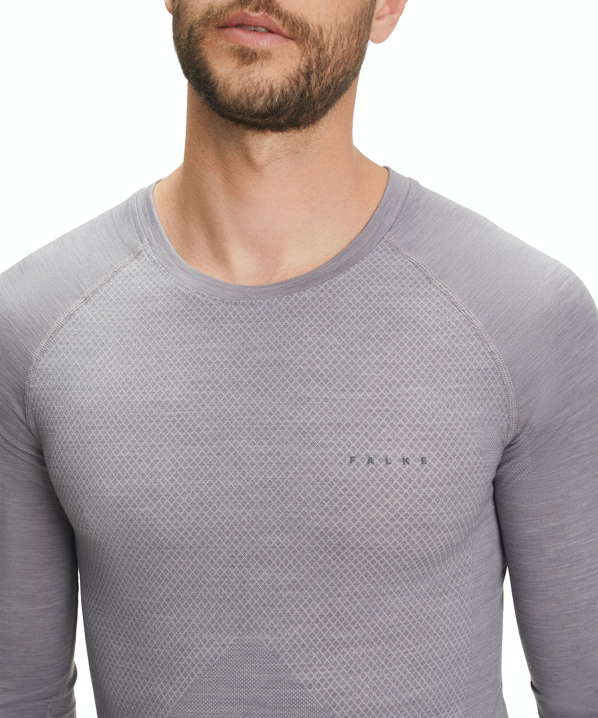 FALKE heren lange mouw shirt Wool-Tech Light, thermoshirt, grijs (grey-heather)