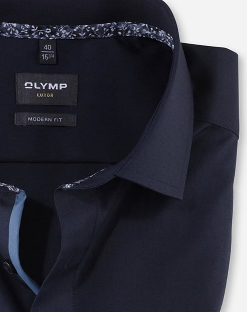 OLYMP modern fit overhemd, popeline, donkerblauw