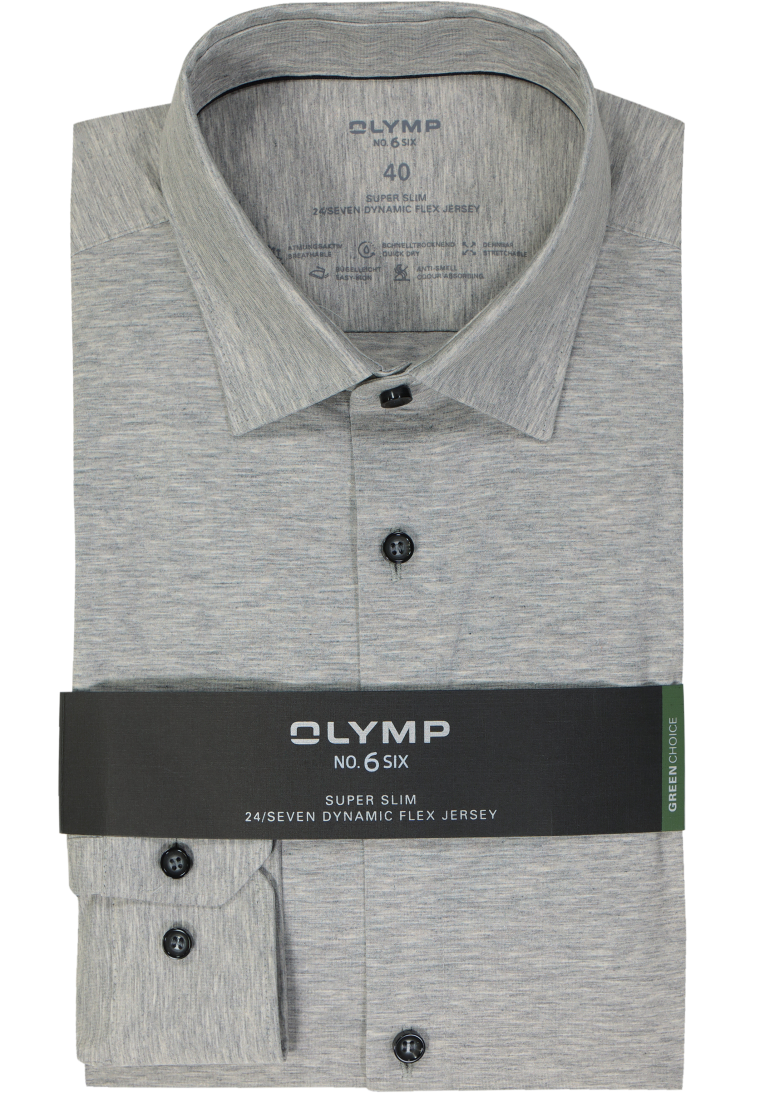 OLYMP No. Six 24/Seven super slim fit overhemd, tricot, grijs