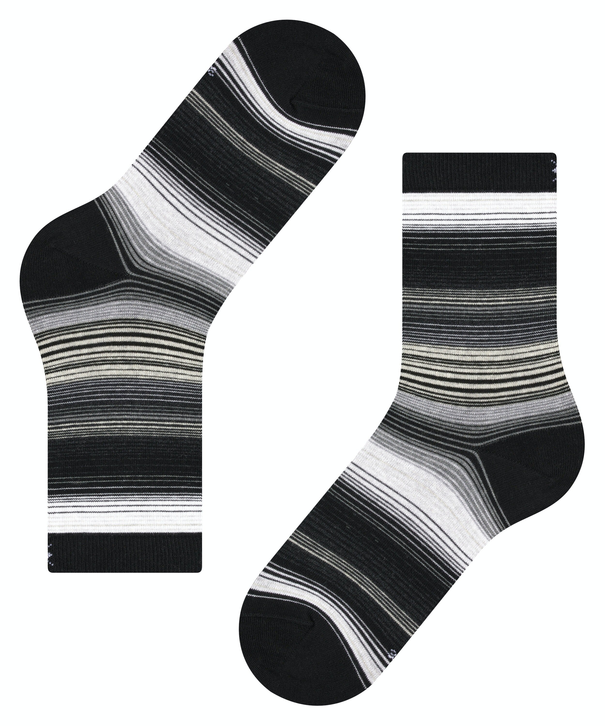 Burlington Stripe damessokken, zwart (black)