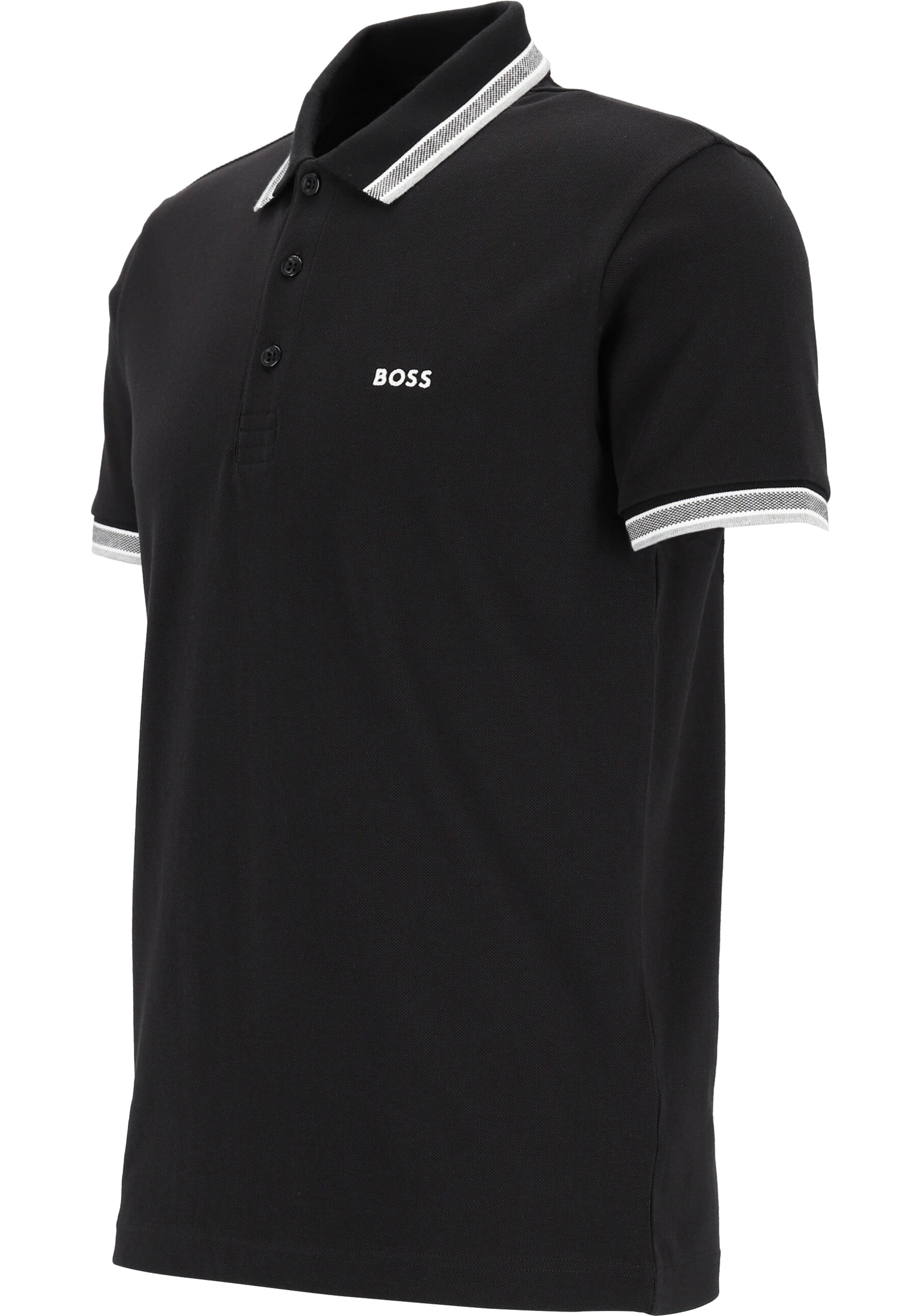 HUGO BOSS Paddy regular fit polo, heren polo korte mouw, zwart (contrast)