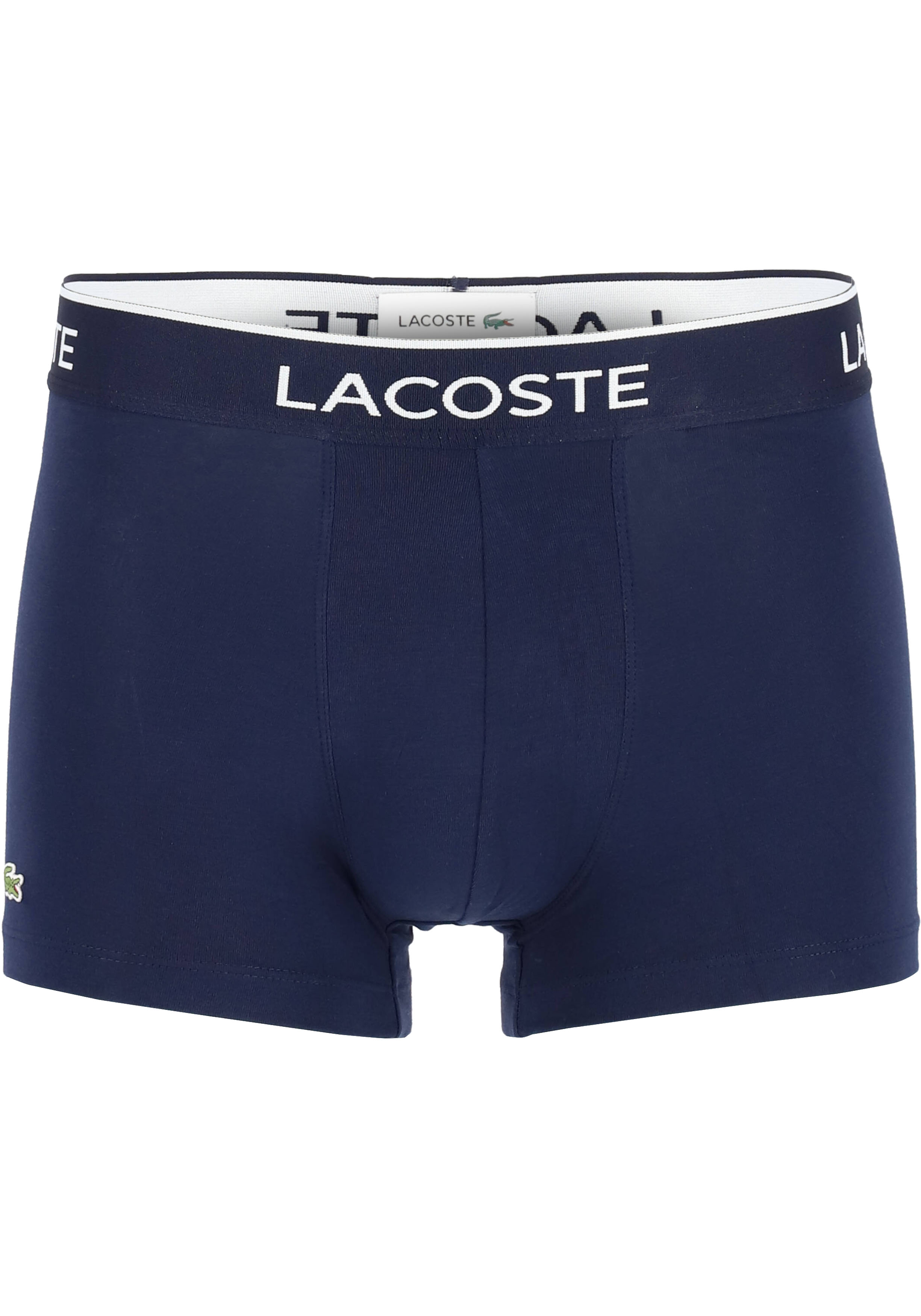 Lacoste Boxer Trunks (3-pack), heren boxers kort, blauw met gekleurde tailleband