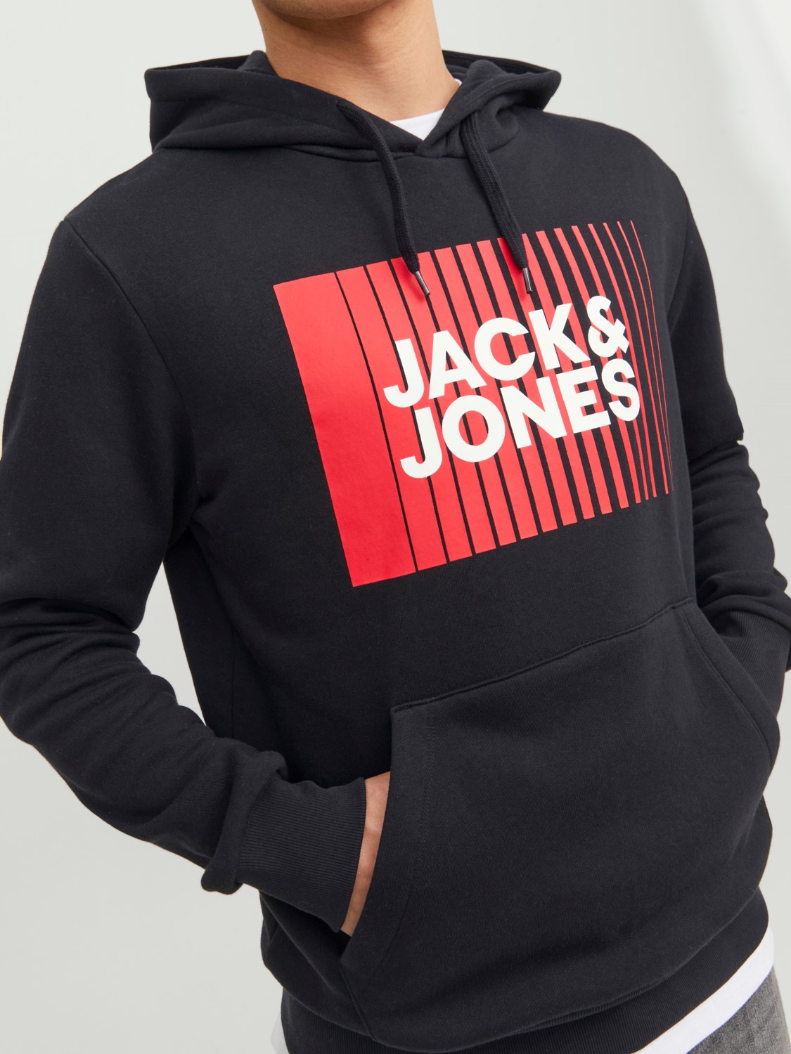 JACK & JONES Corp logo sweat hood play regular fit, heren hoodie katoenmengsel met capuchon, zwart