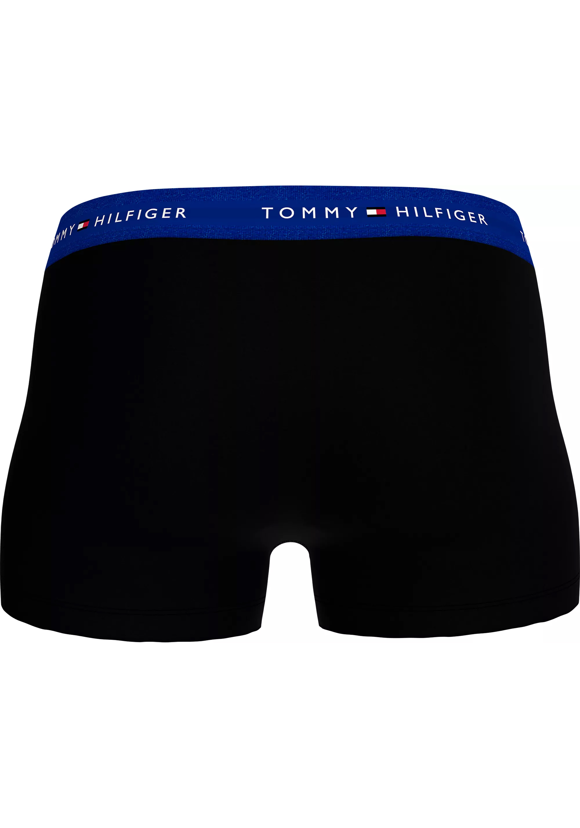 Tommy Hilfiger trunks (3-pack), heren boxers normale lengte, zwart met gekleurde tailleband