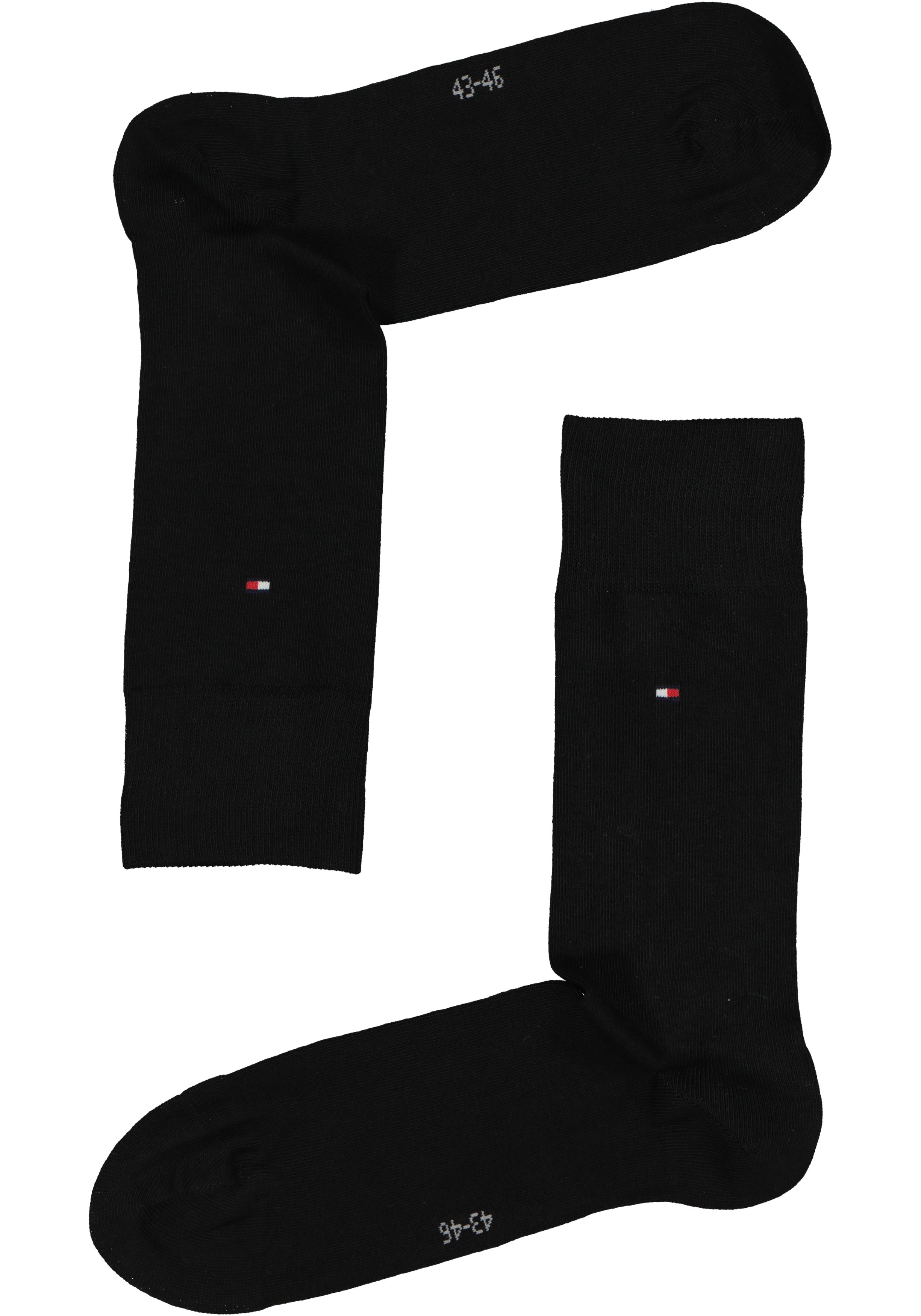 Tommy Hilfiger Duo Stripe Socks (2-pack), herensokken katoen, gestreept en uni, zwart met grijs