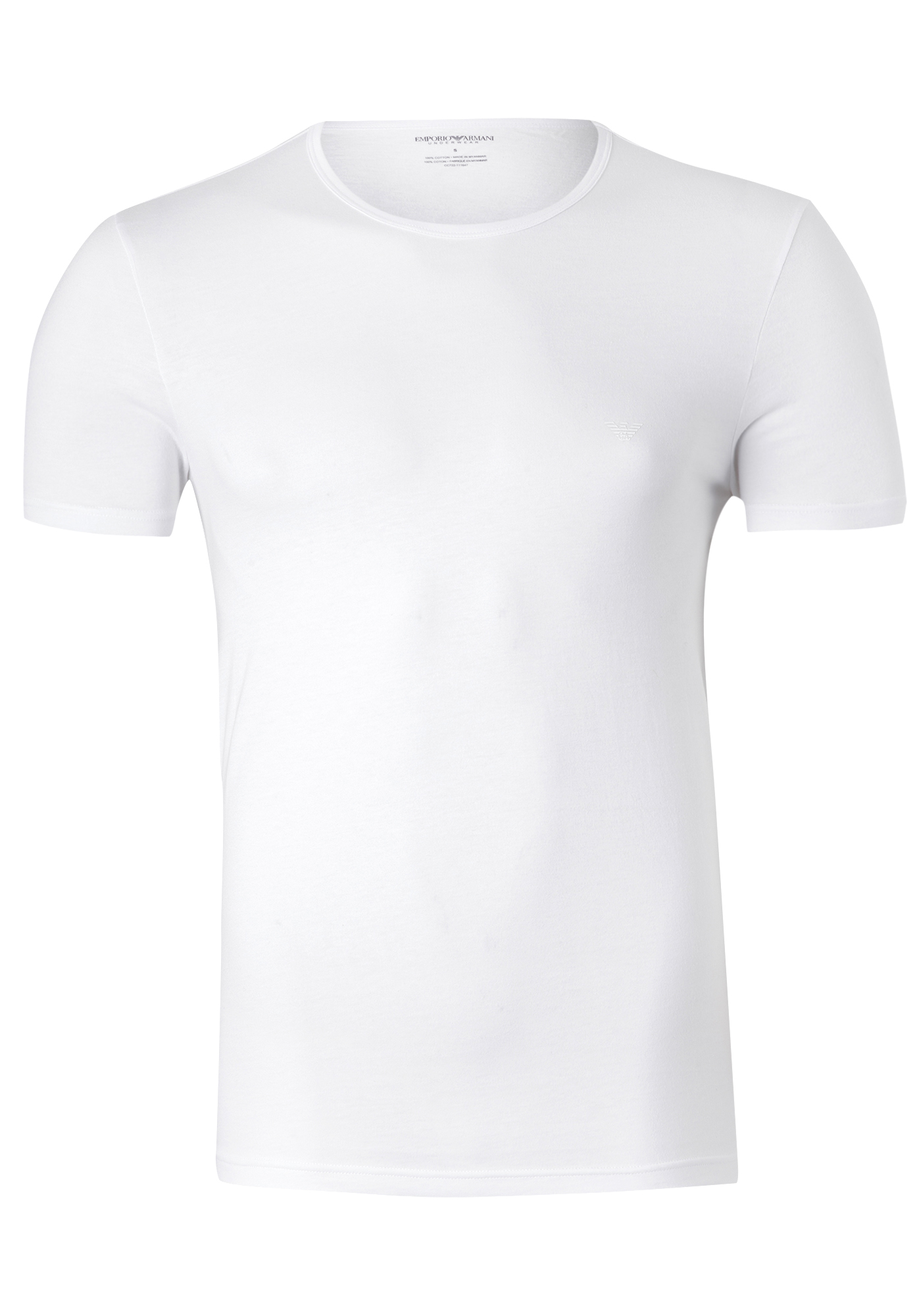 Emporio Armani T-shirts Pure Cotton (2-pack), heren T-shirts O-hals, wit     