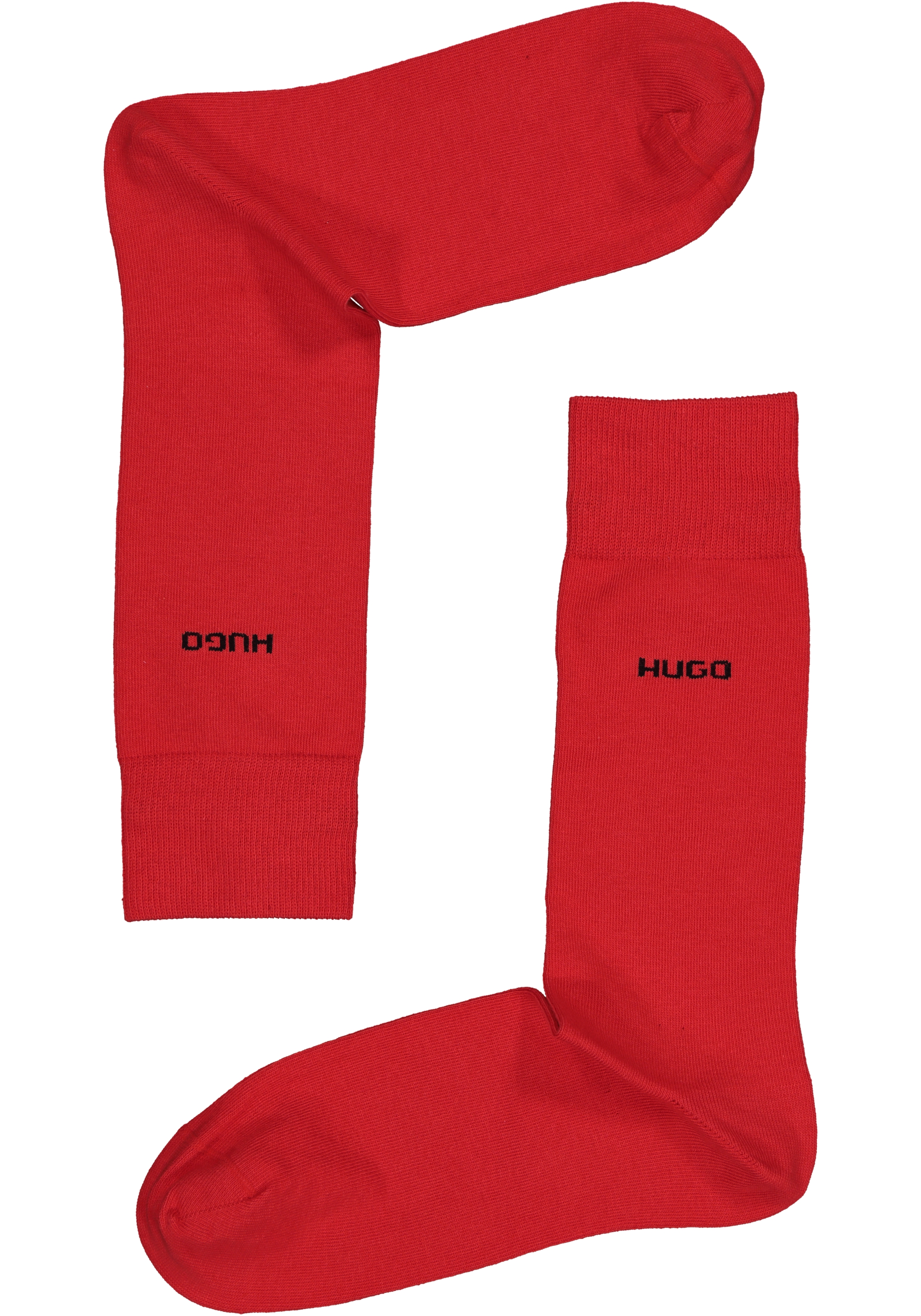 HUGO logo sokken (2-pack), herensokken katoen, zwart en rood